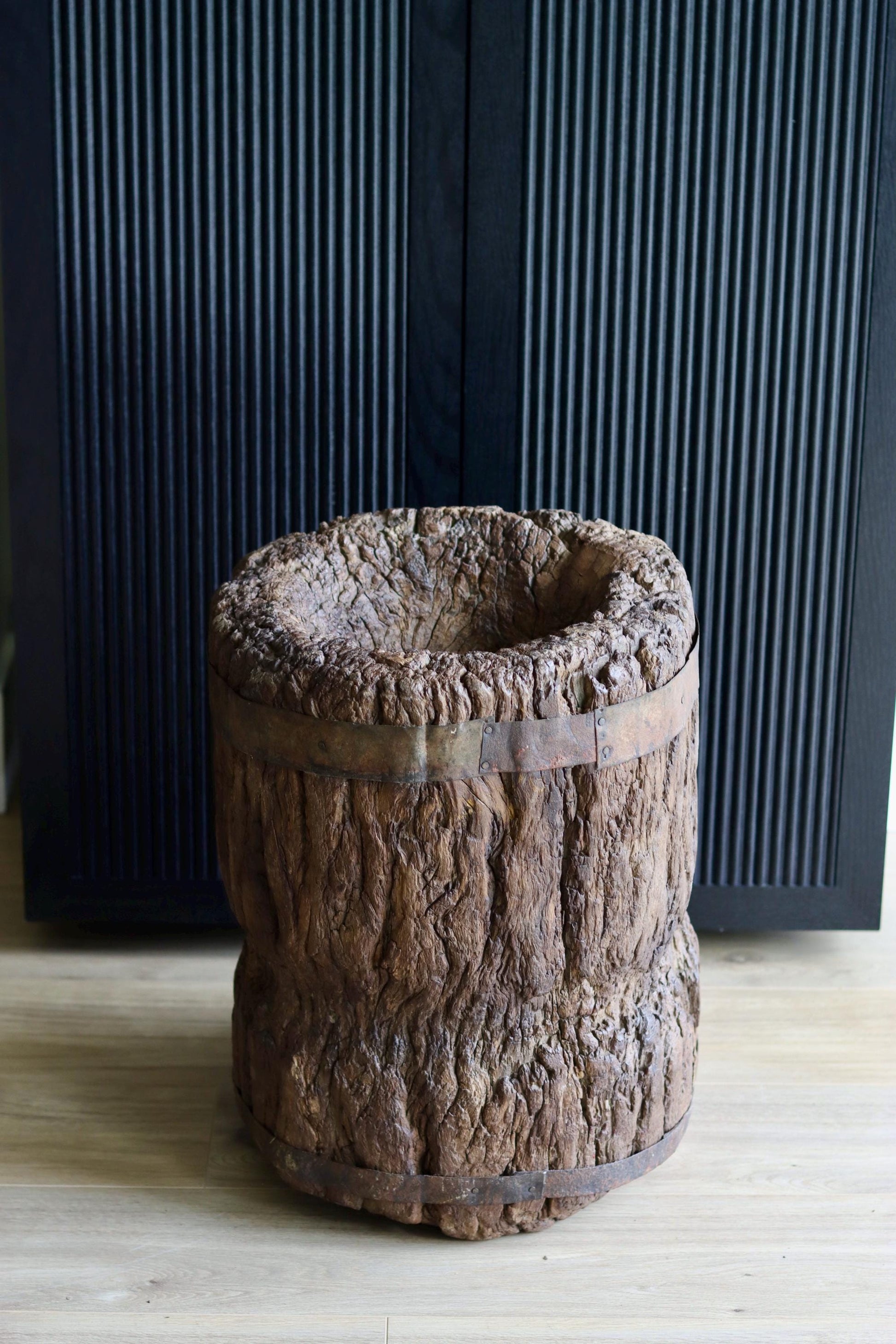 Large Vintage Rustic Side Table &  Heavy Ukhali Planter