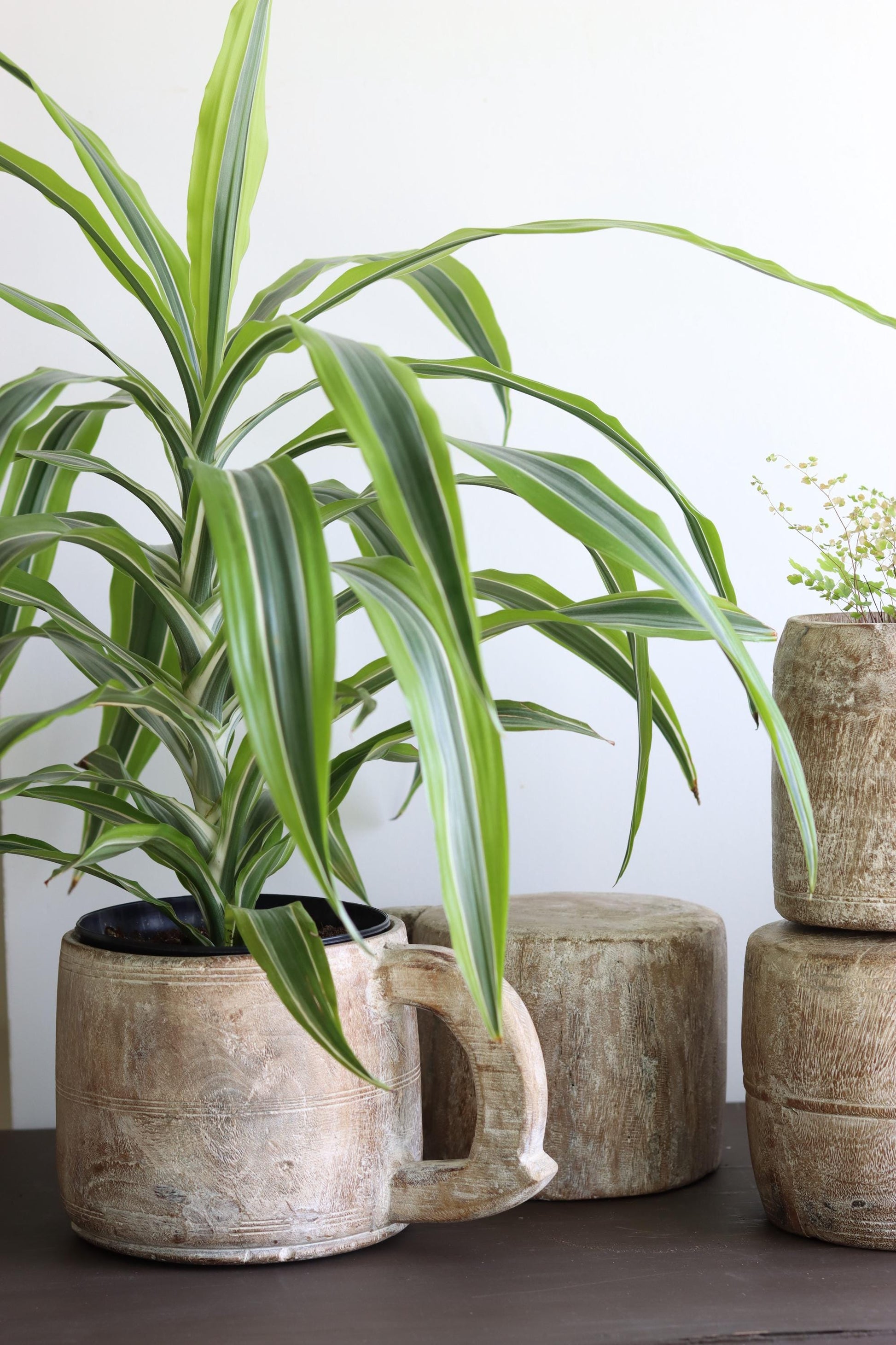 Vintage Wooden Maana Pot with Handle