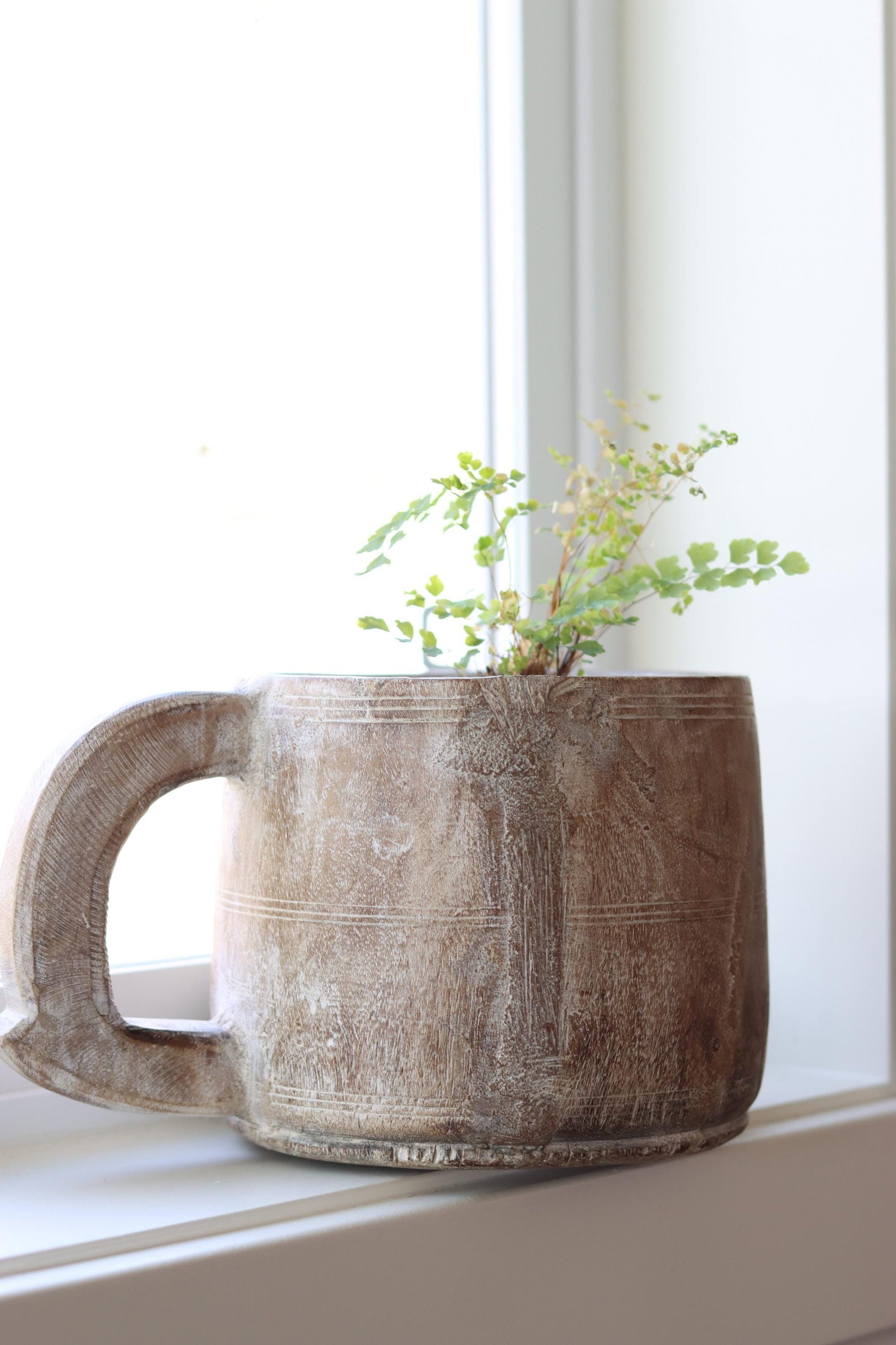 Vintage Wooden Maana Pot with Handle