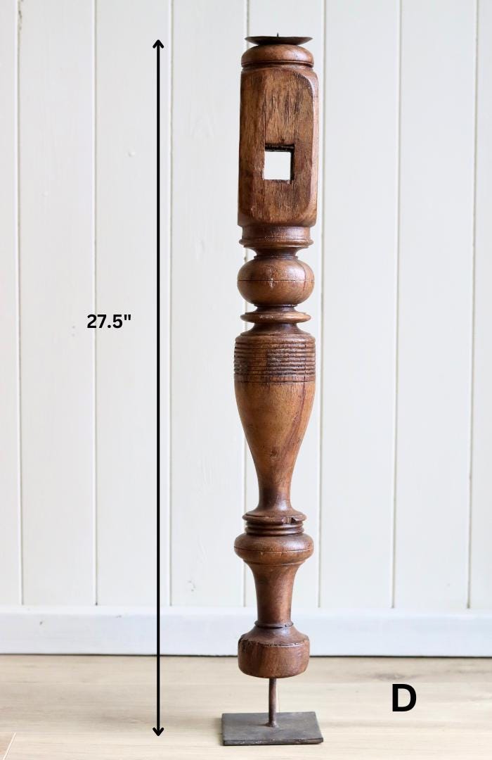 Vintage Wooden Tall Paga Candle Holders