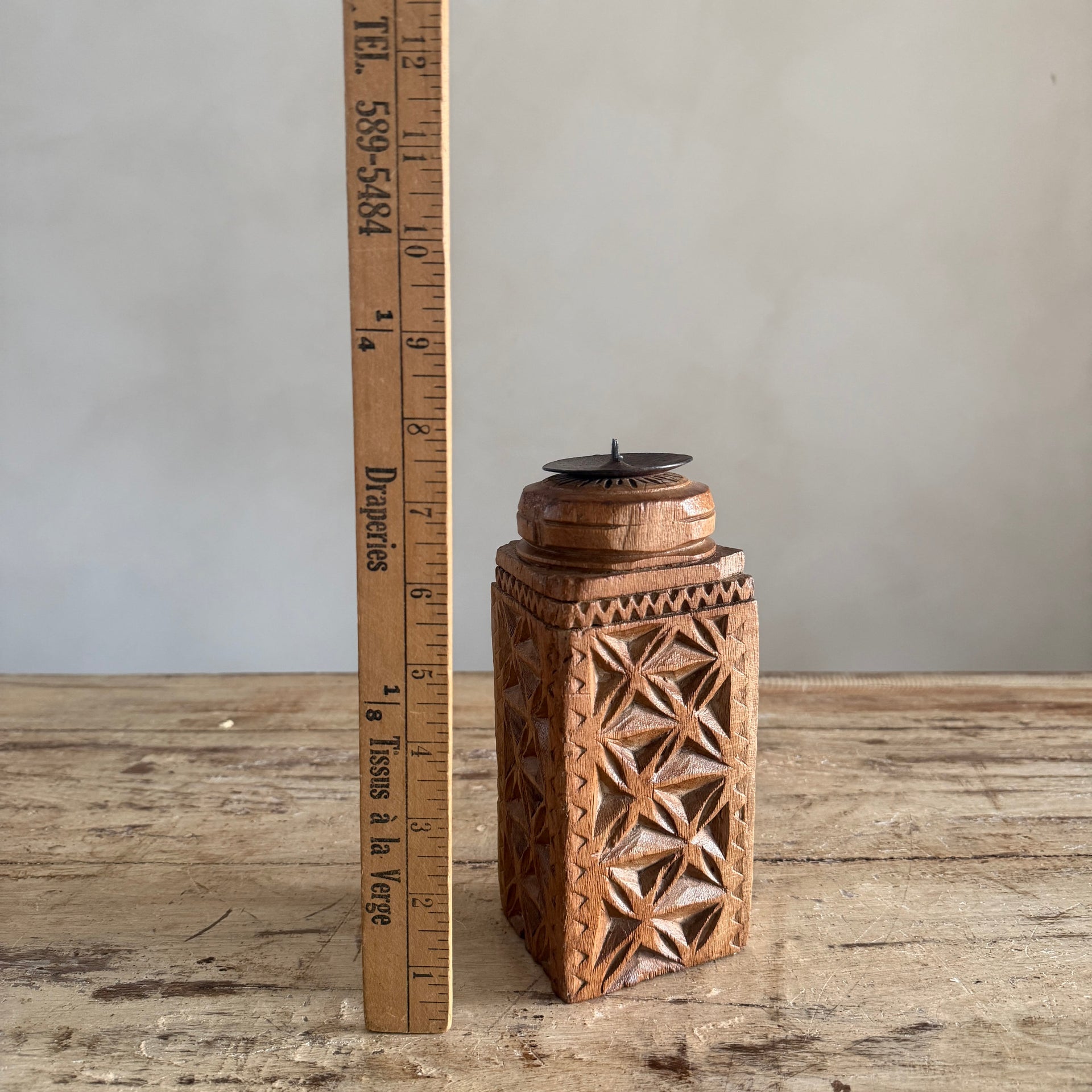 Carved Wood Candleholder