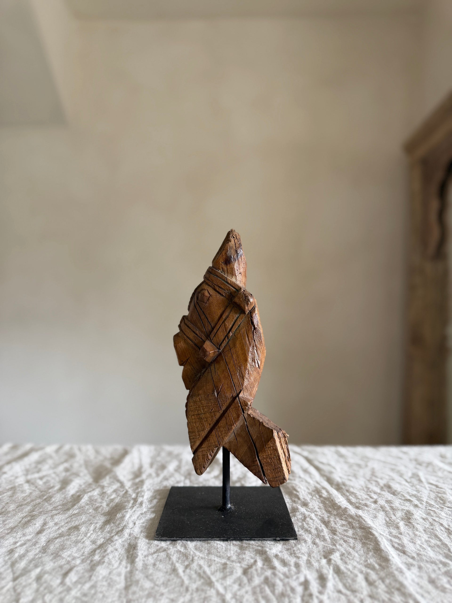 Antique Wooden Horse Head Sculpture on Stand 8