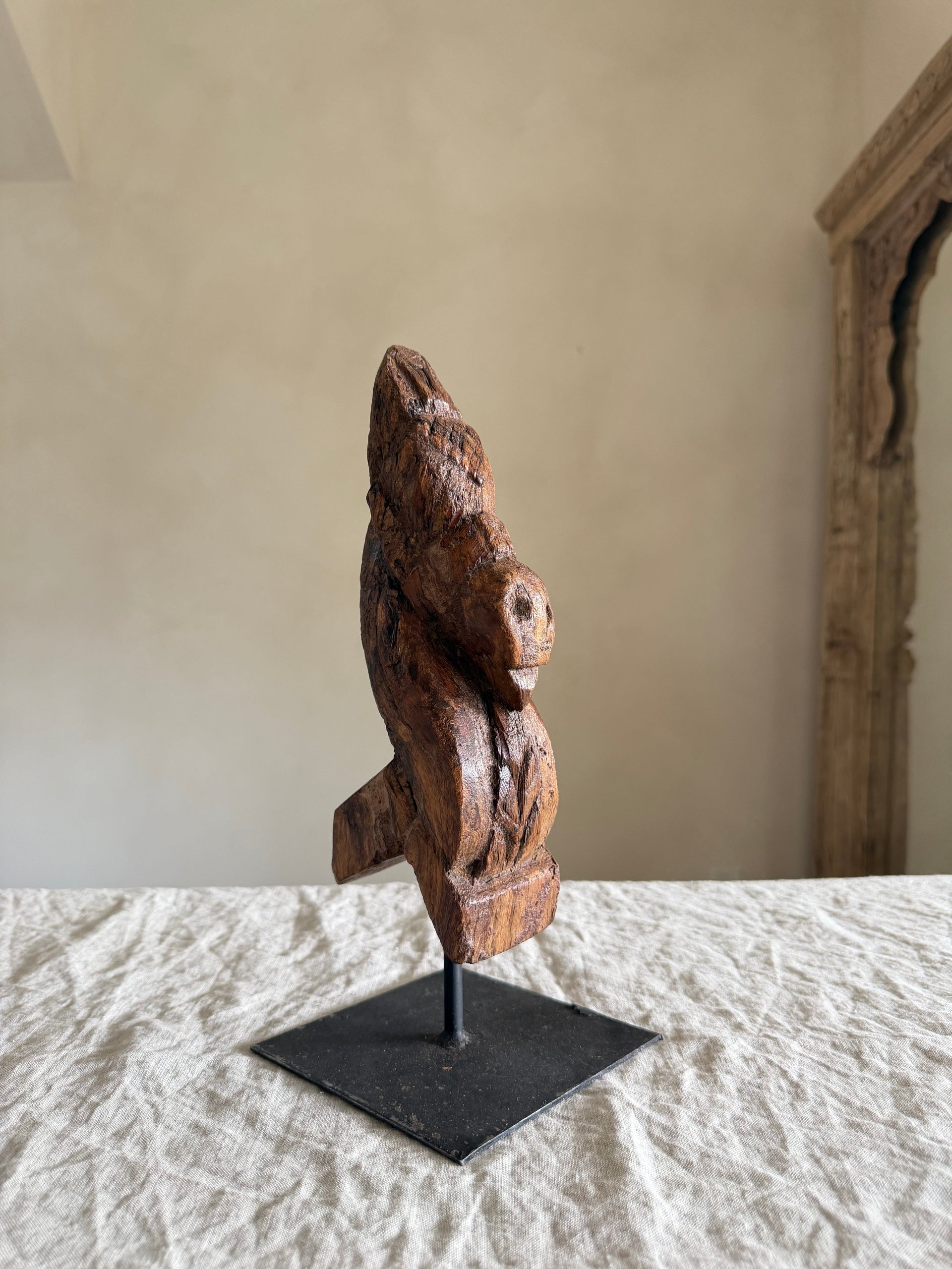 Antique Wooden Horse Head Sculpture on Stand 9