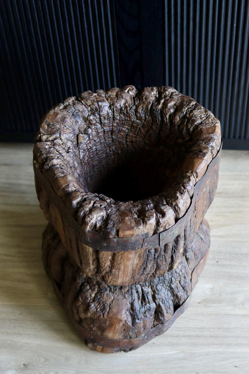 Large Vintage Rustic Side Table &  Heavy Ukhali Planter