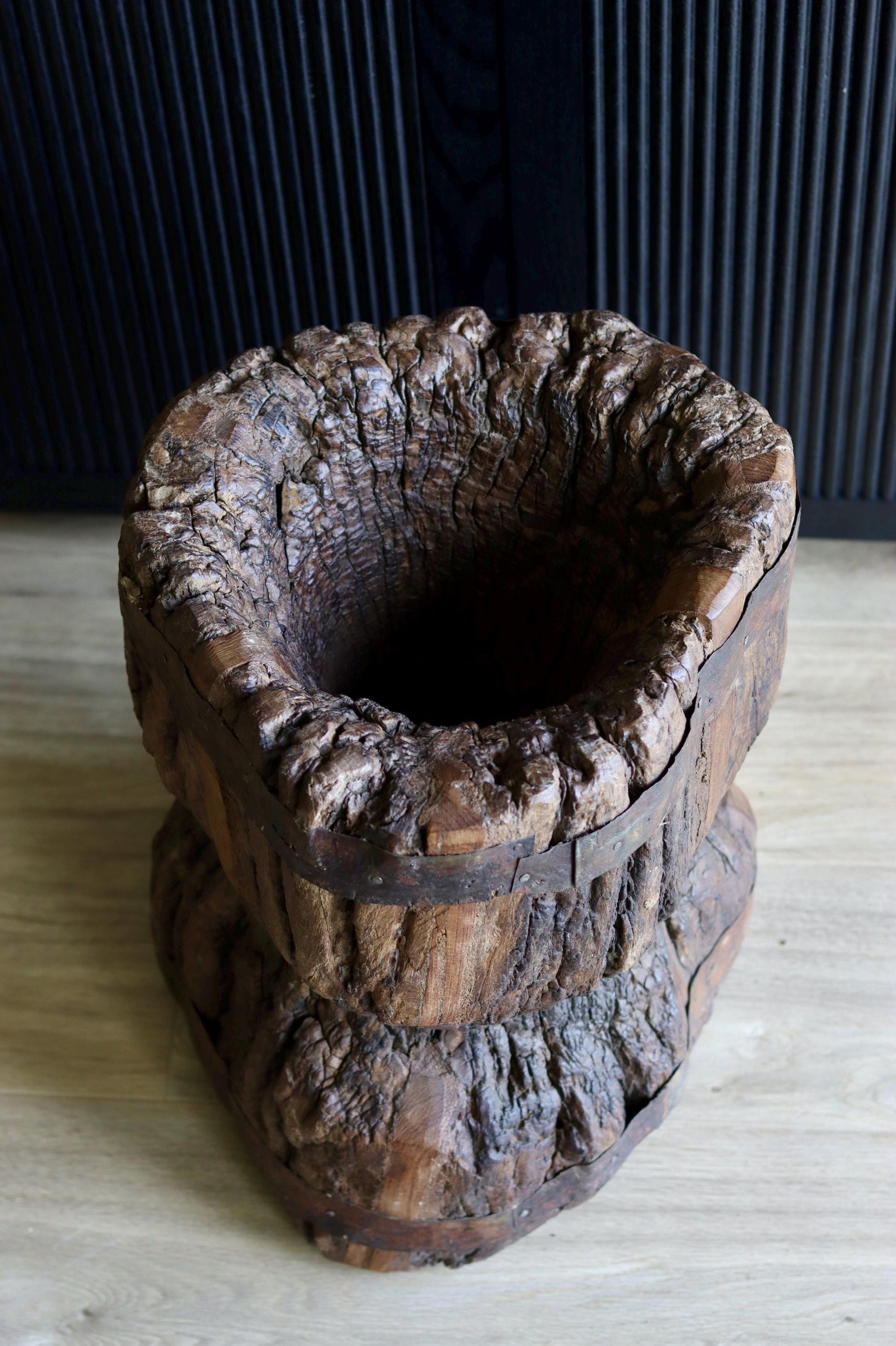 Large Vintage Rustic Side Table &  Heavy Ukhali Planter