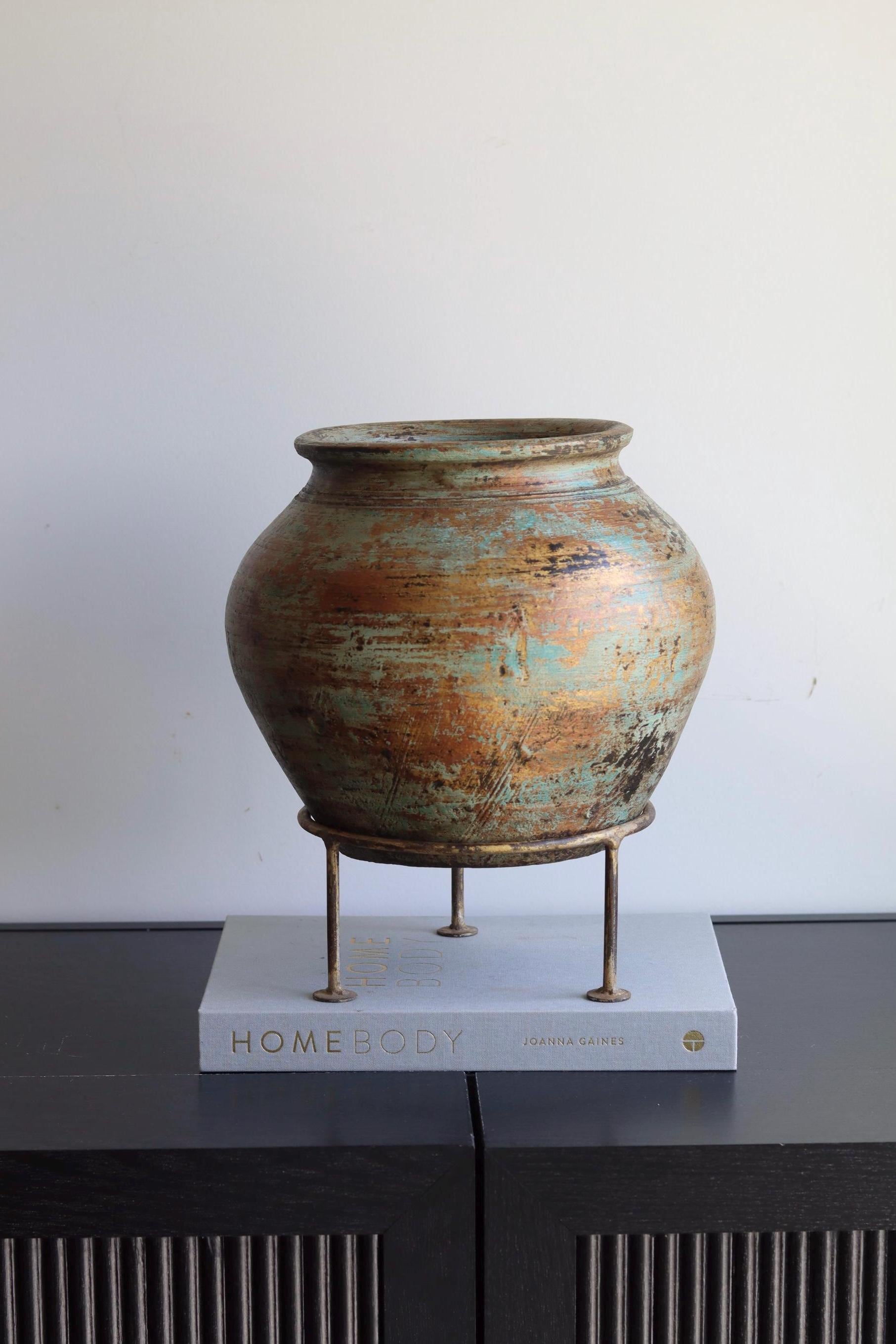 Large Clay Terracotta Pot on Stand