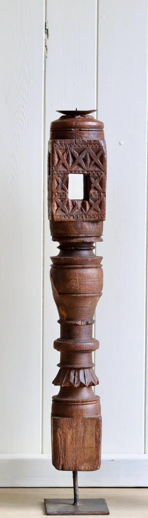 Vintage Wooden Tall Paga Candle Holders