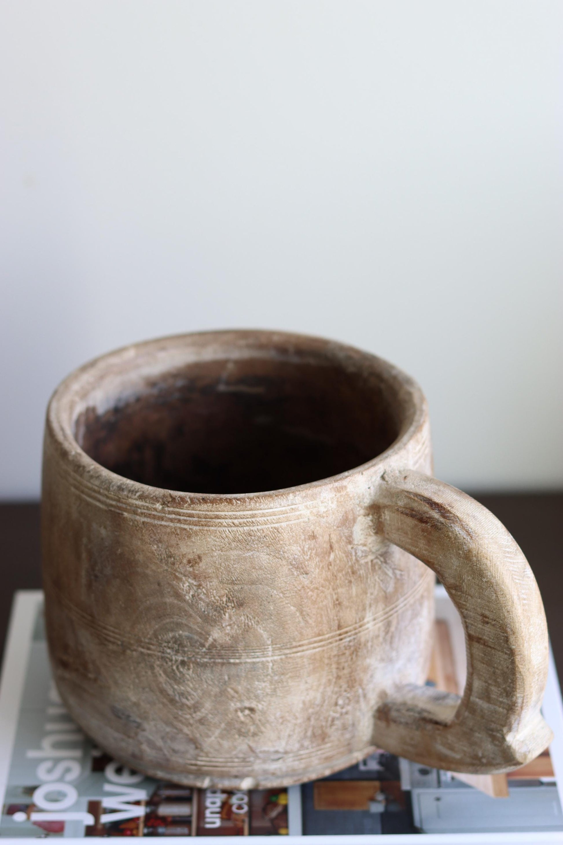 Vintage Wooden Maana Pot with Handle