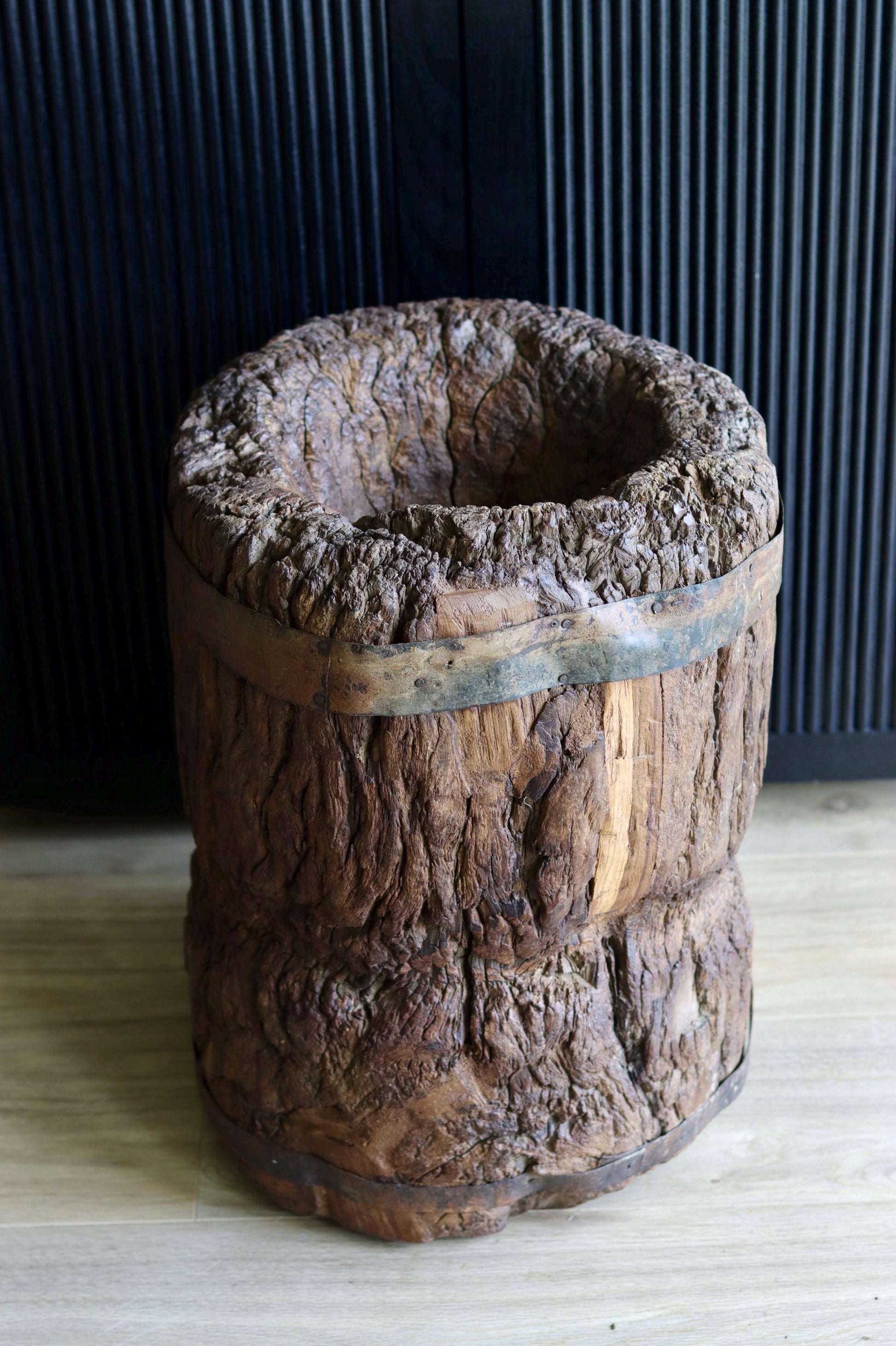 Large Vintage Rustic Side Table &  Heavy Ukhali Planter