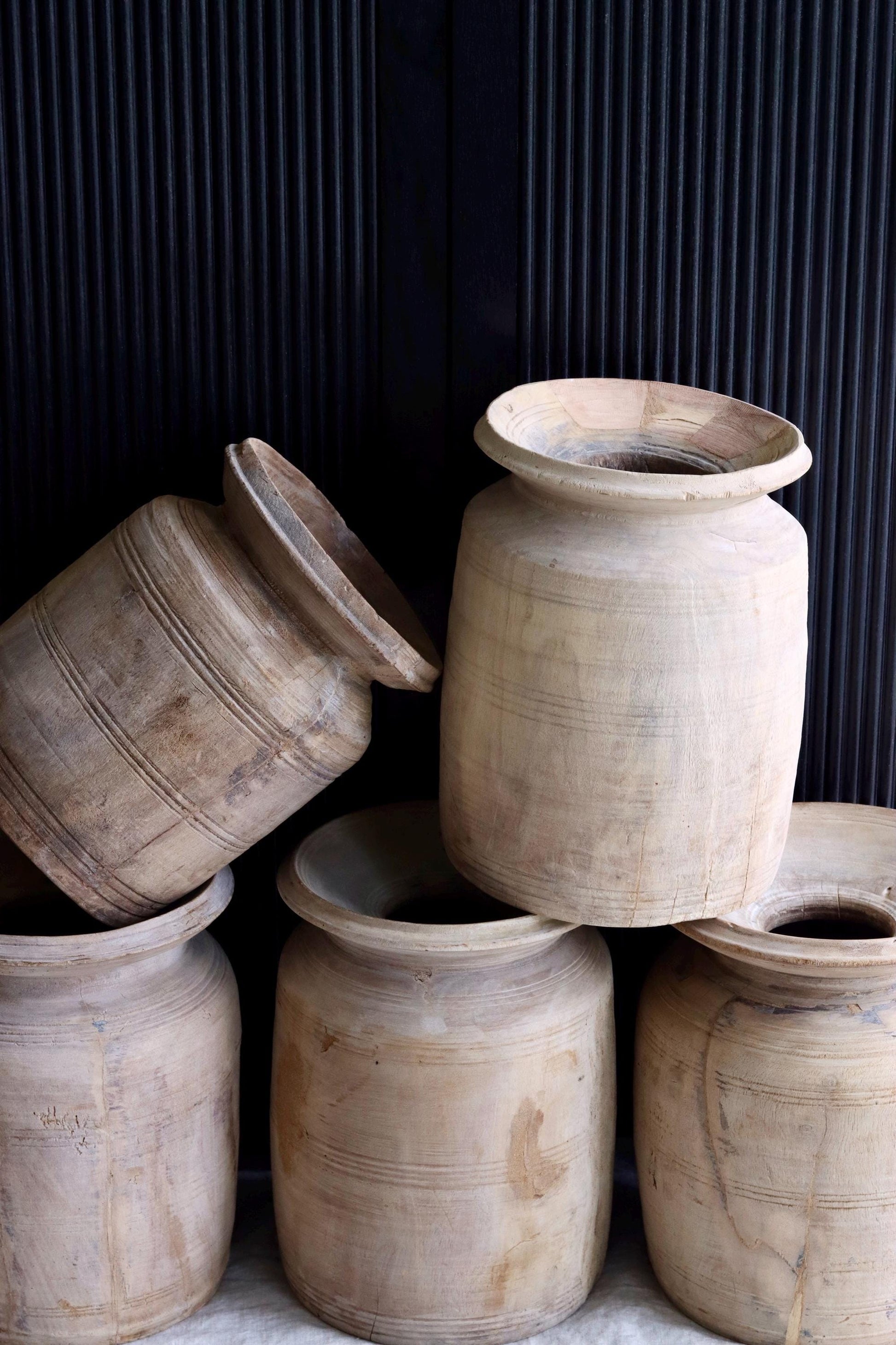 XL Vintage Himachal Teak Wood Pot