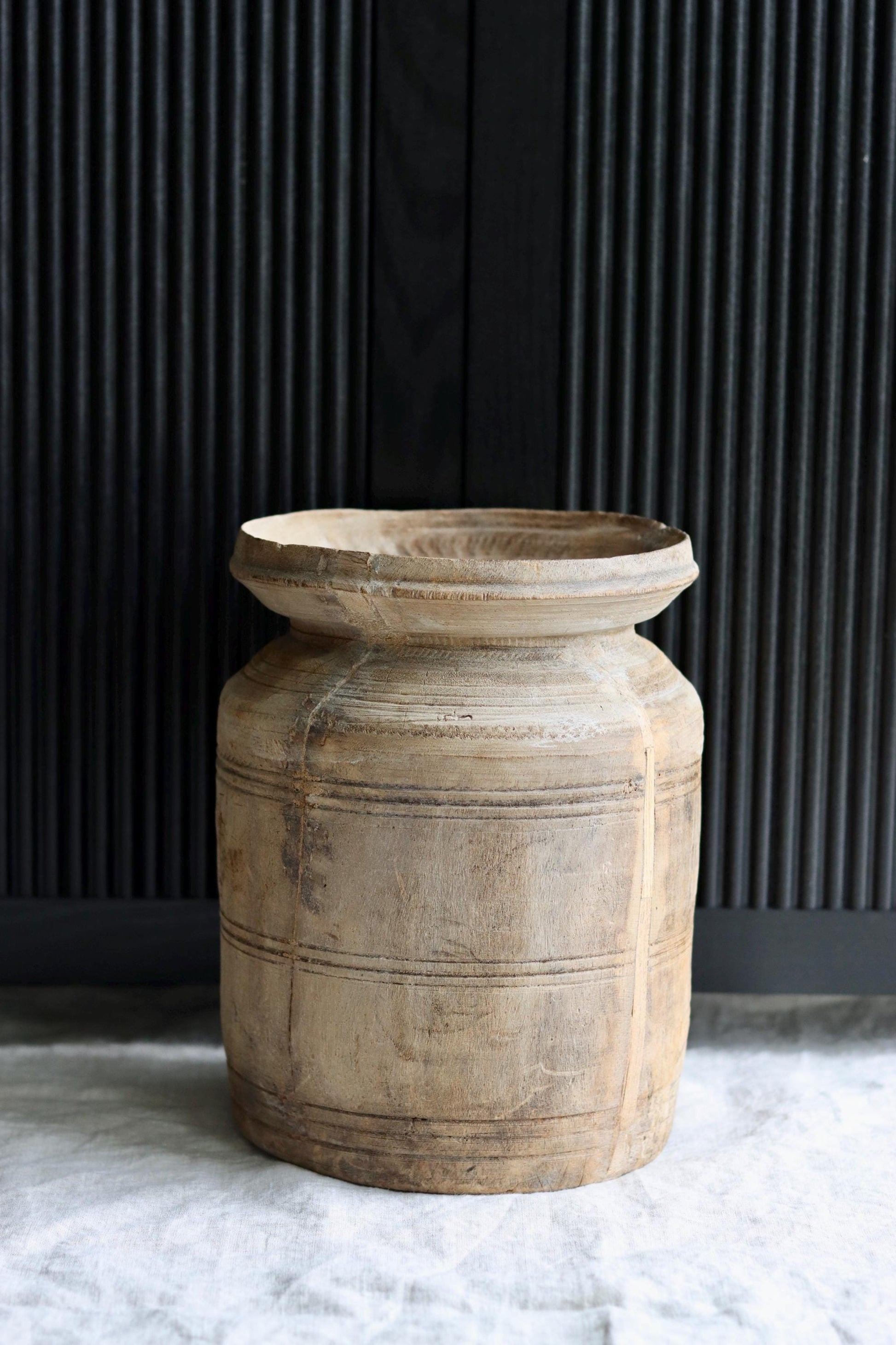 XL Vintage Himachal Teak Wood Pot