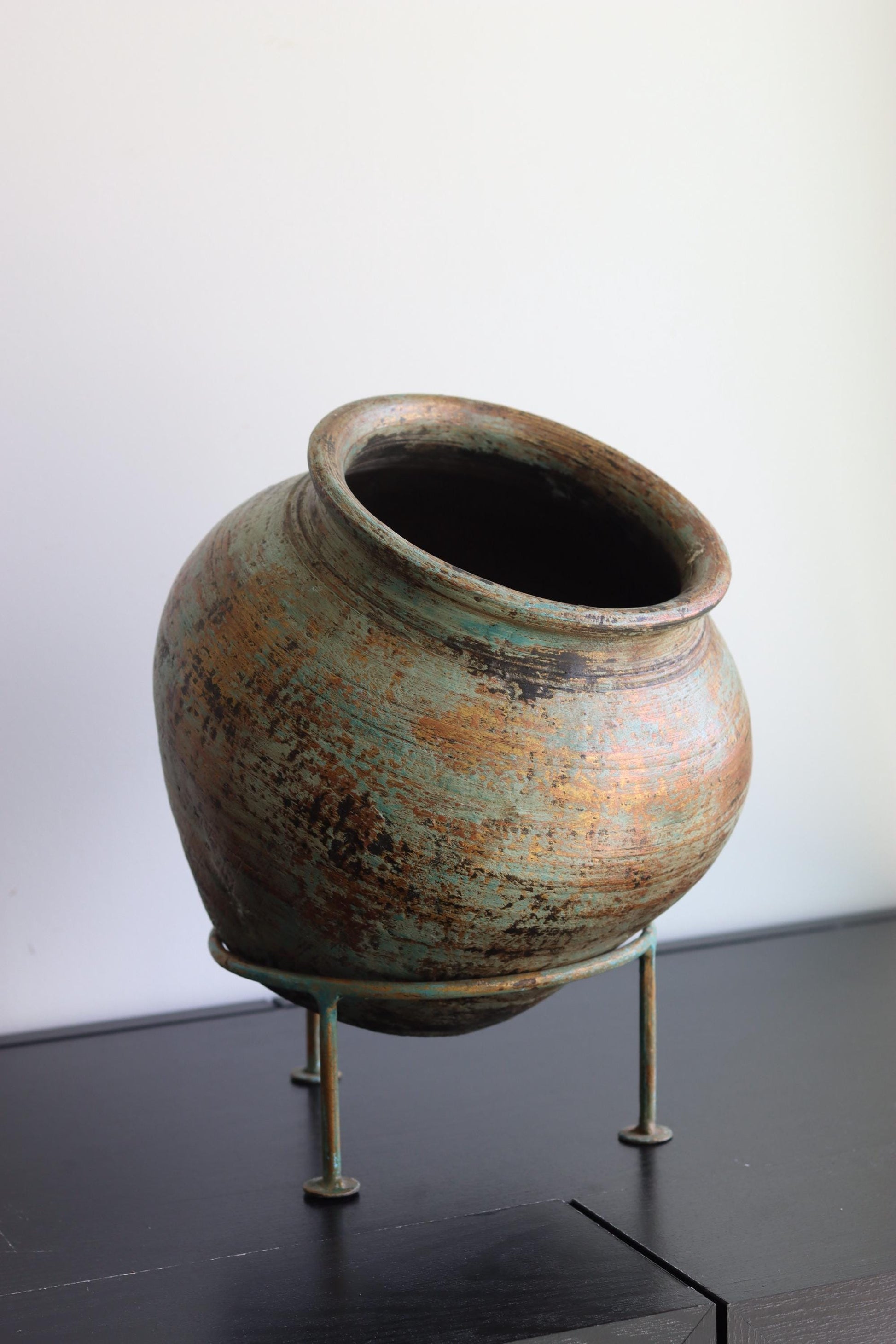 Large Clay Terracotta Pot on Stand