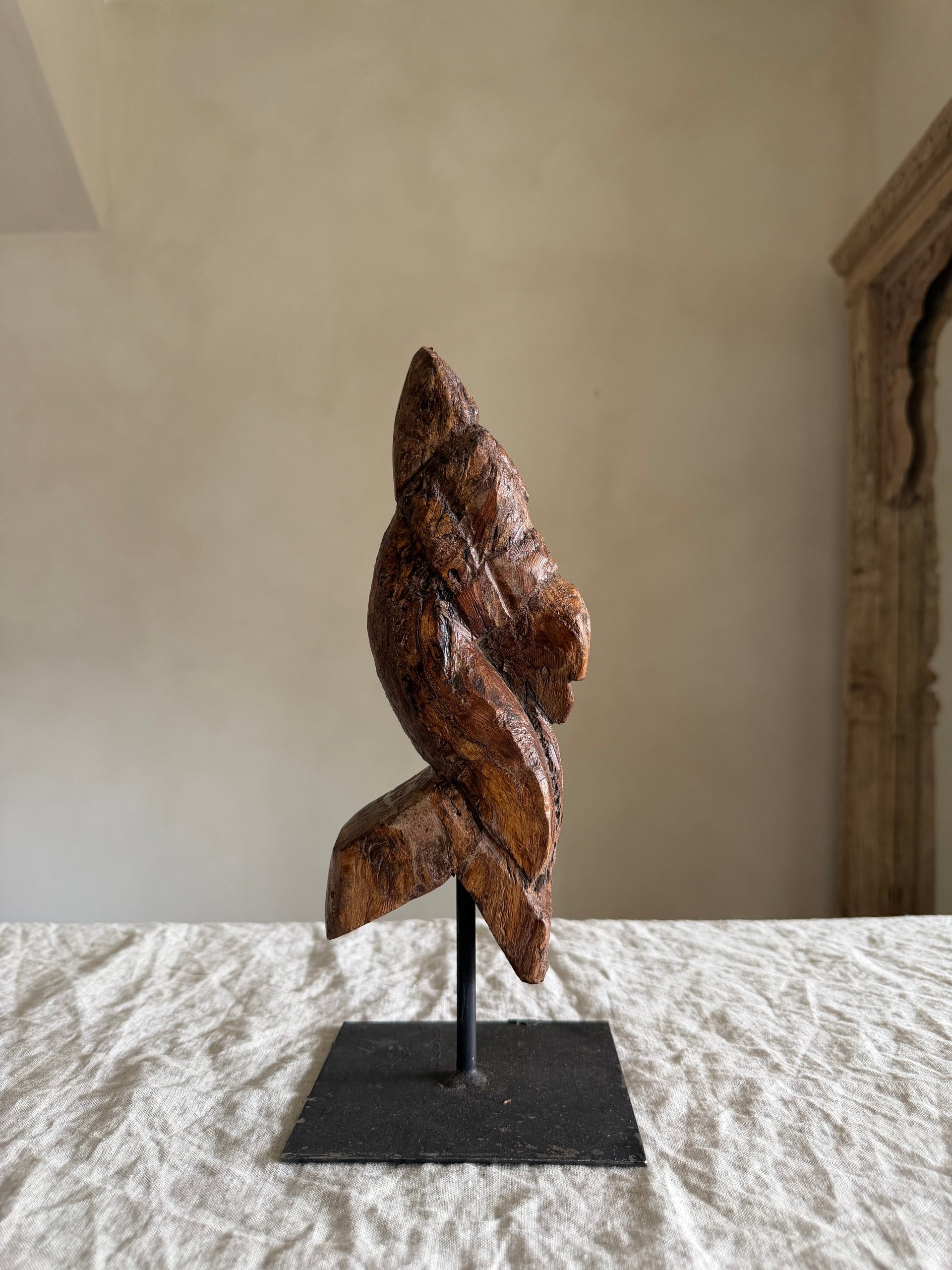Antique Wooden Horse Head Sculpture on Stand 9