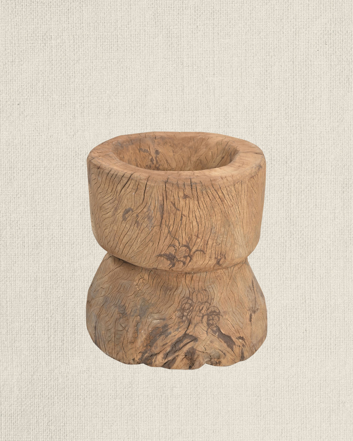 Vintage Wood Ukhali Vessel
