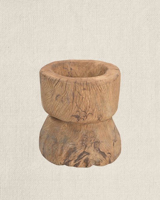 Vintage Wood Ukhali Vessel