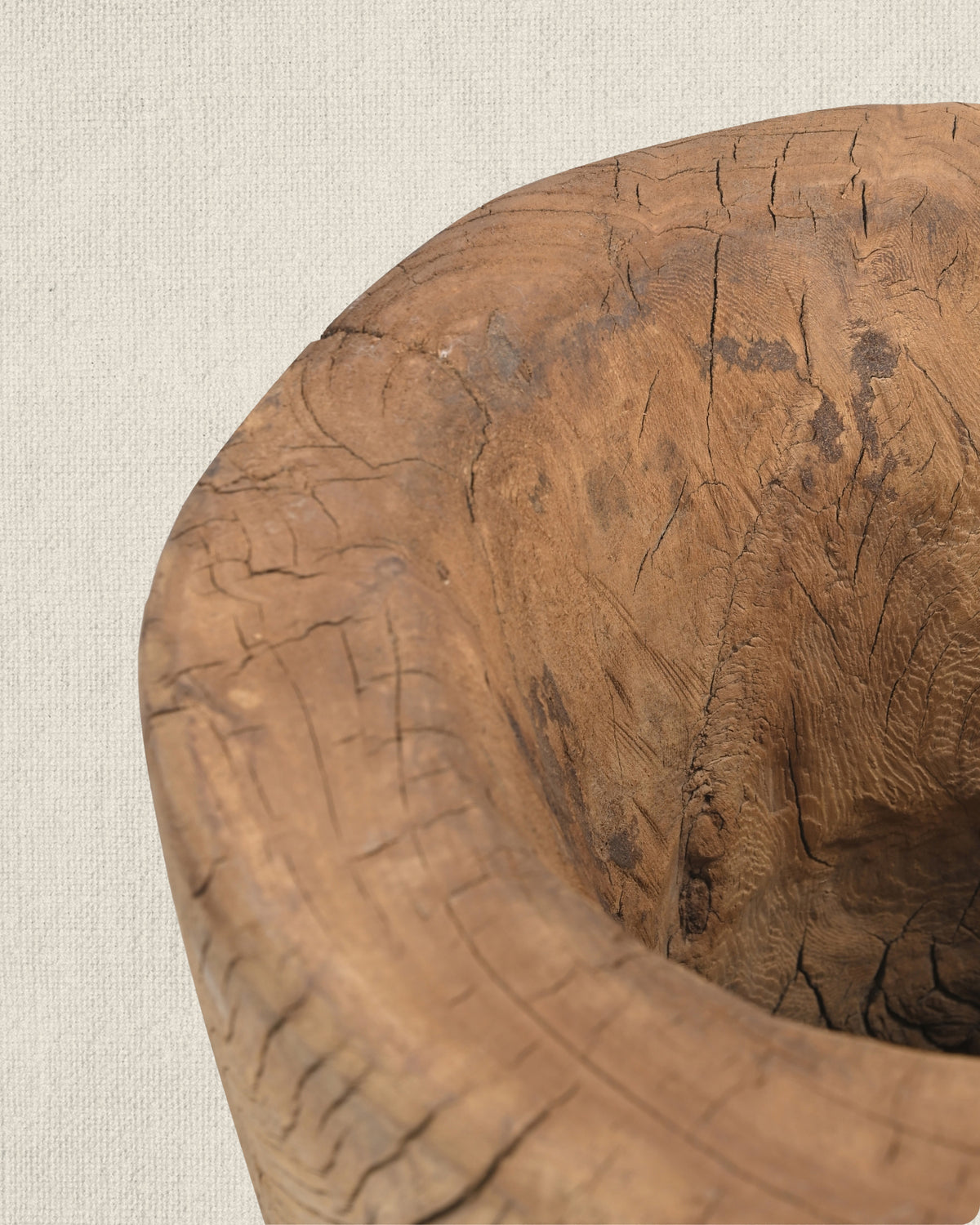 Vintage Wood Ukhali Vessel