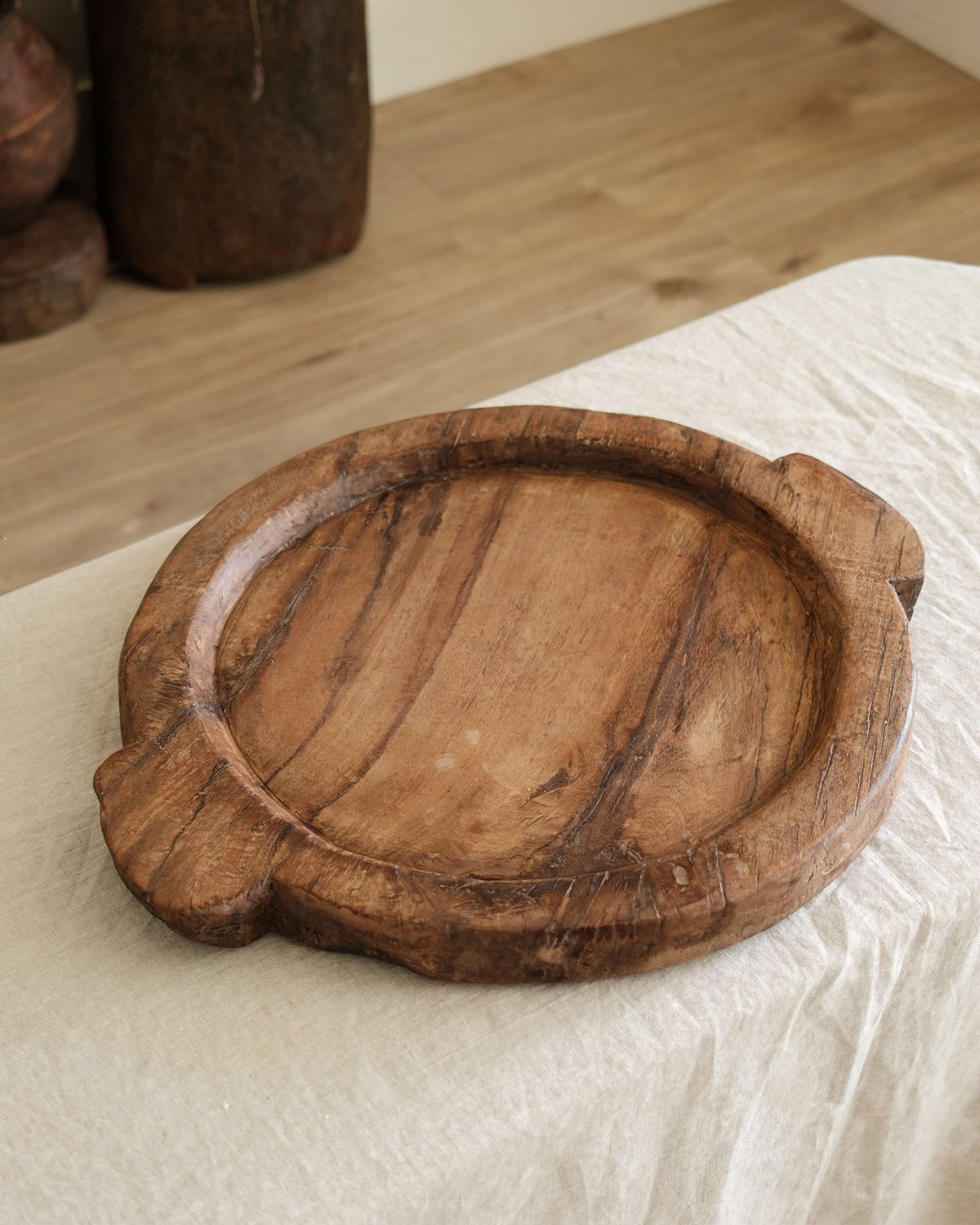 Vintage Teak Wood Dough Bowl