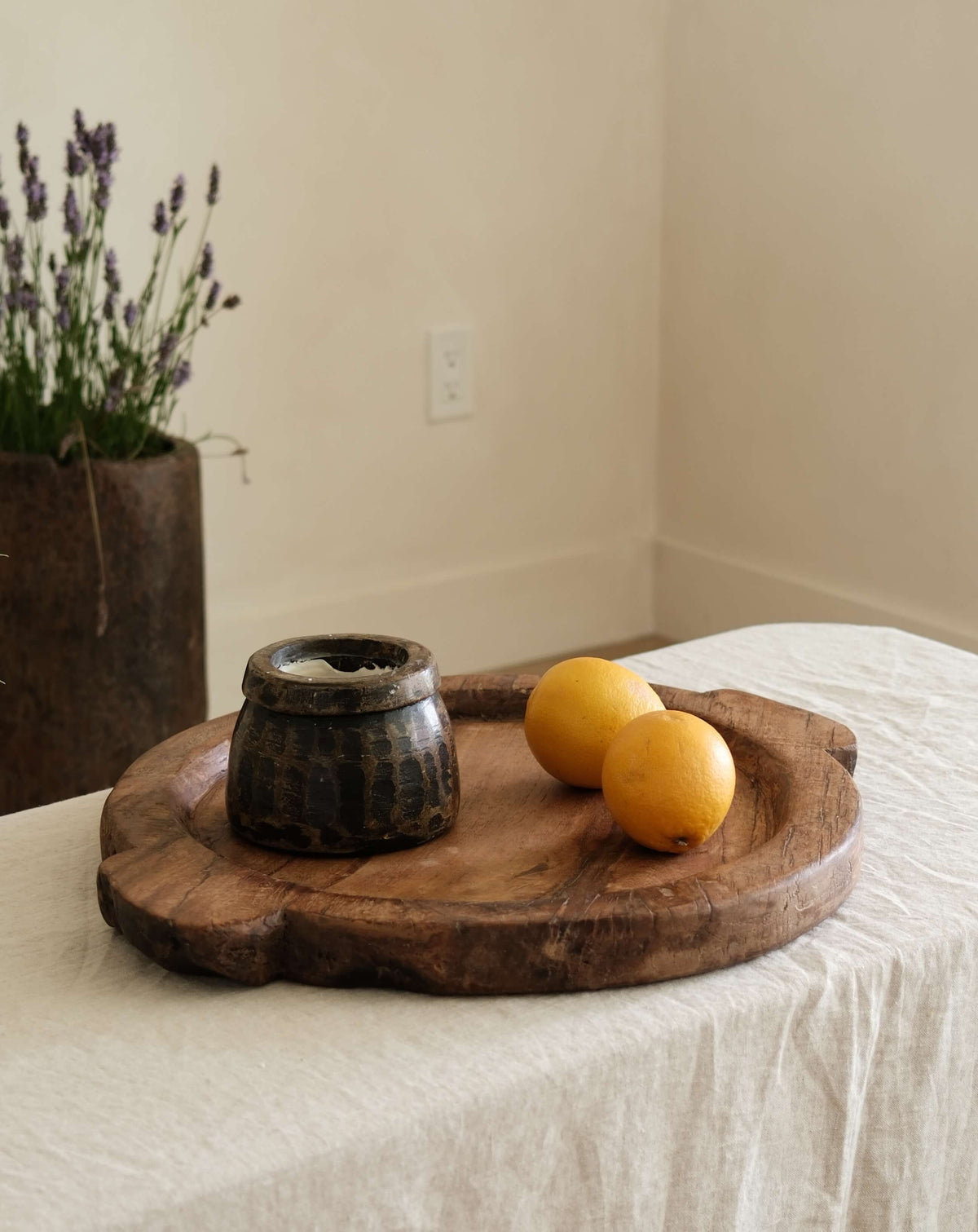 Vintage Teak Wood Dough Bowl