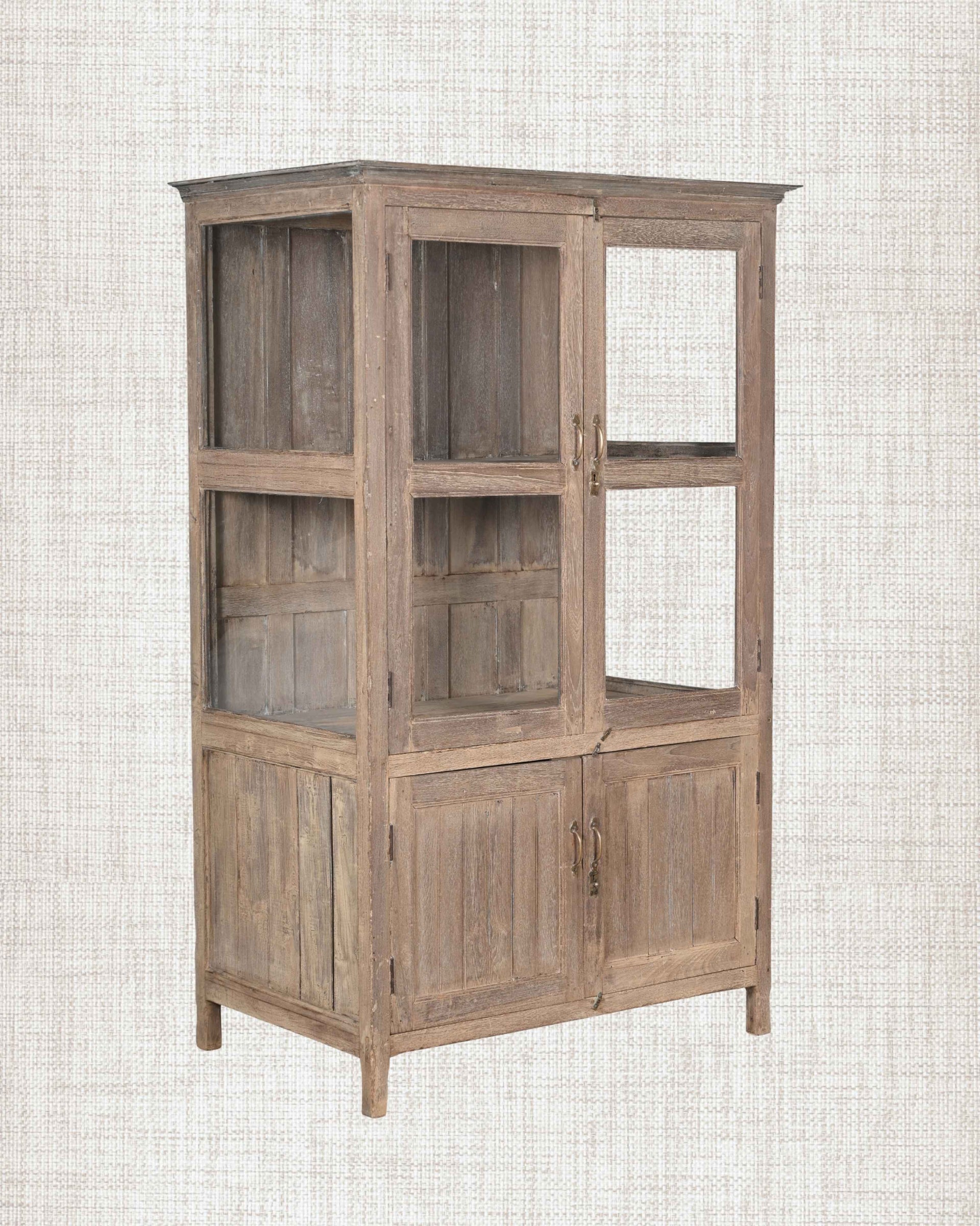 Antique Teak Wood Glass Almirah 1