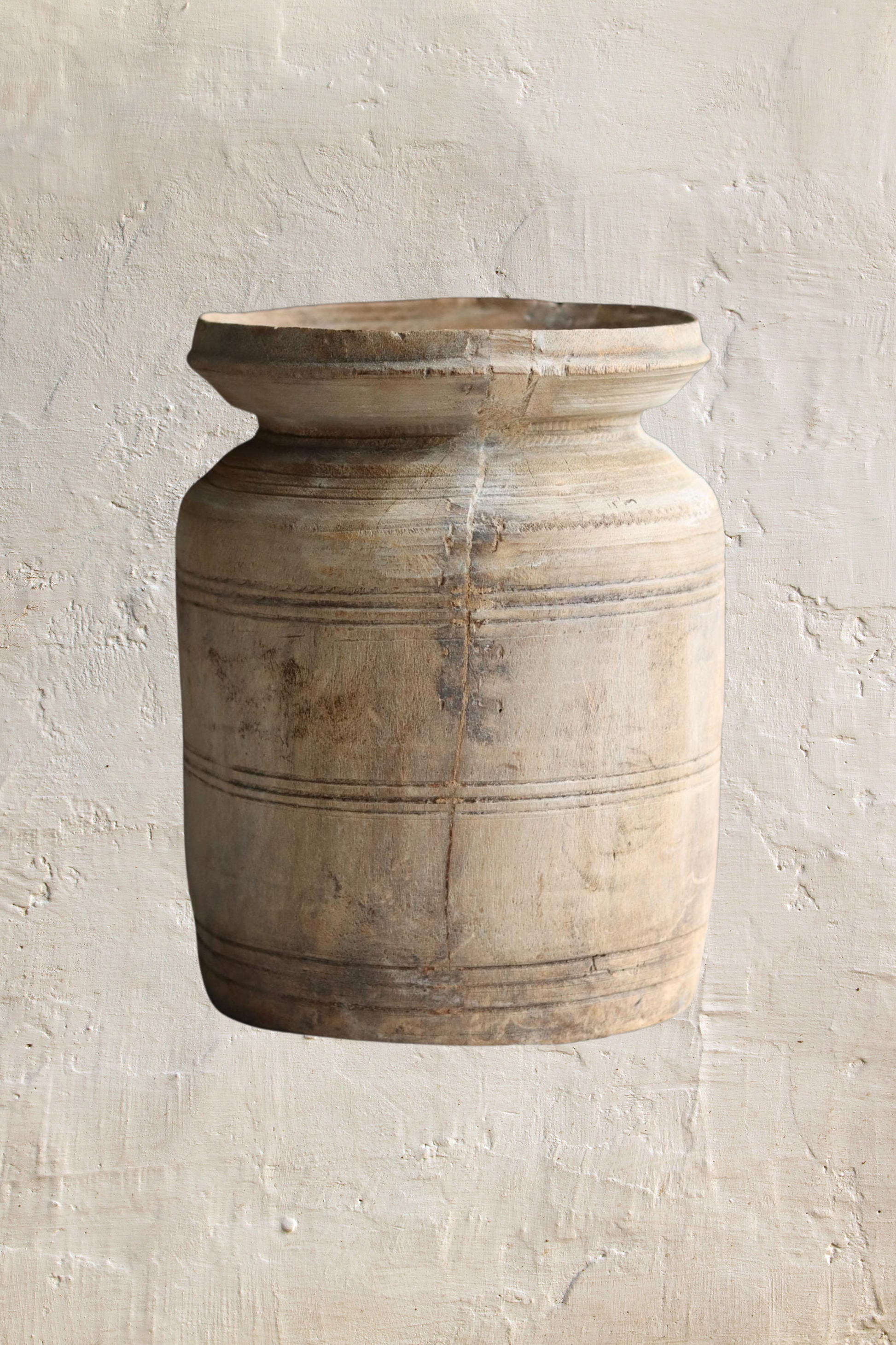 XL Vintage Himachal Teak Wood Pot