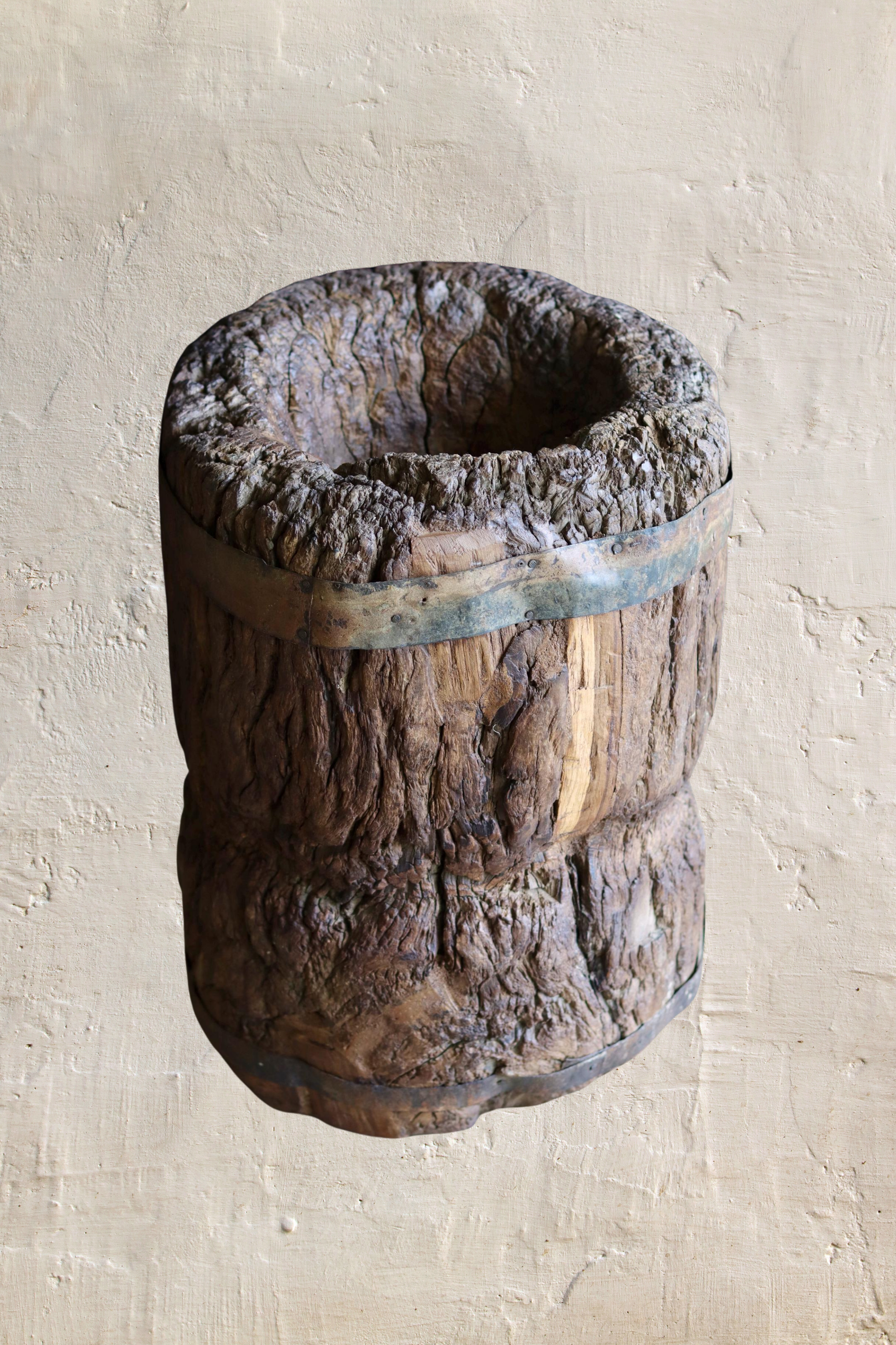 Large Vintage Rustic Side Table &  Heavy Ukhali Planter