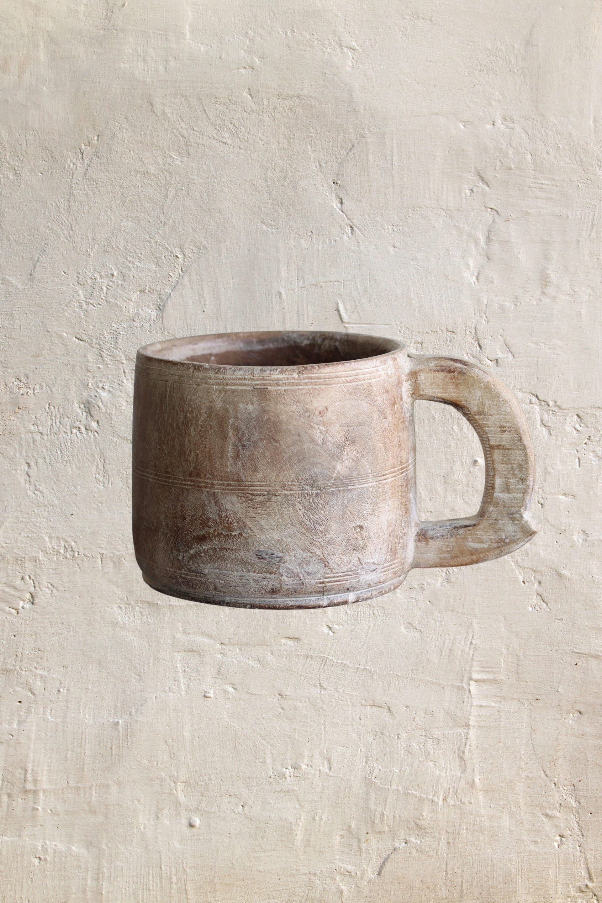 Vintage Wooden Maana Pot with Handle