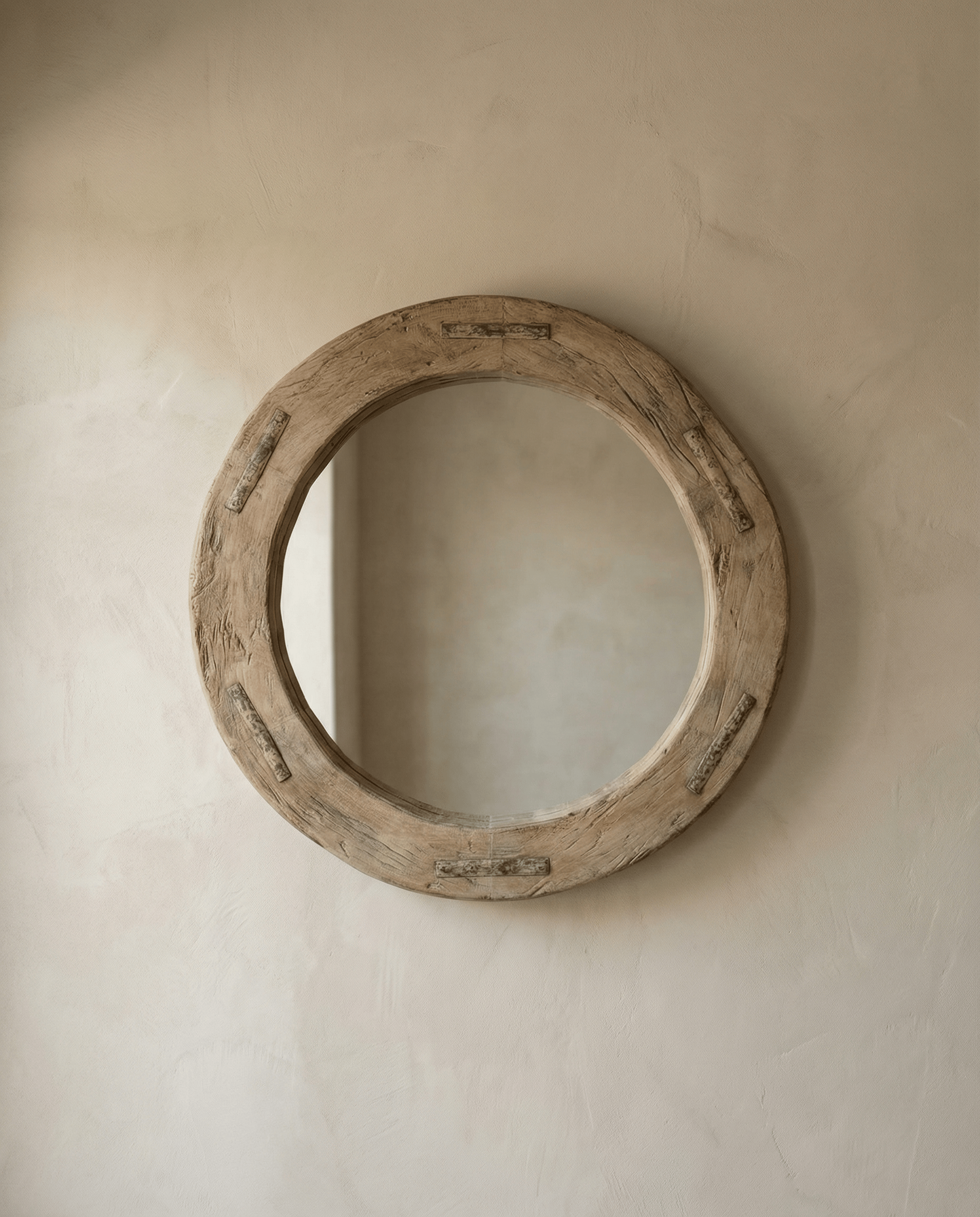 Reclaimed Wheel Mirror Bleached 1