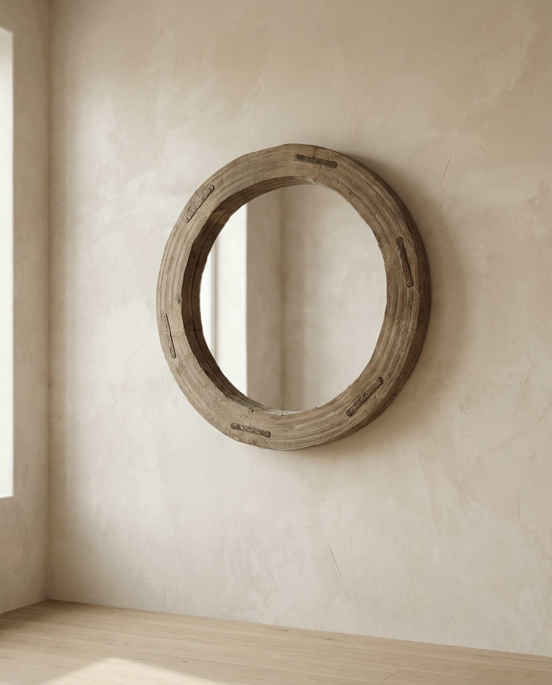 Reclaimed Wheel Mirror Bleached 2