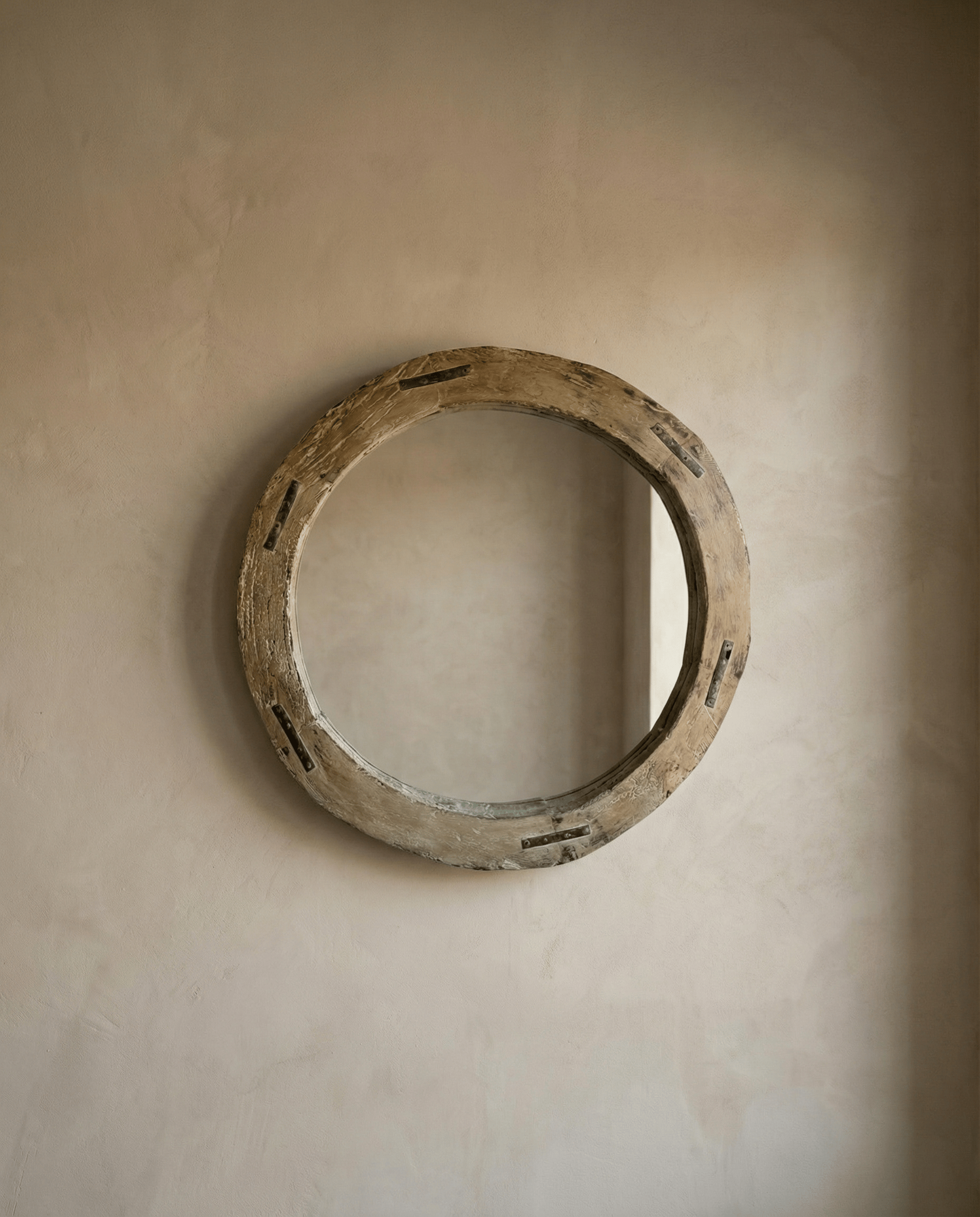 Reclaimed Wheel Mirror Bleached 3