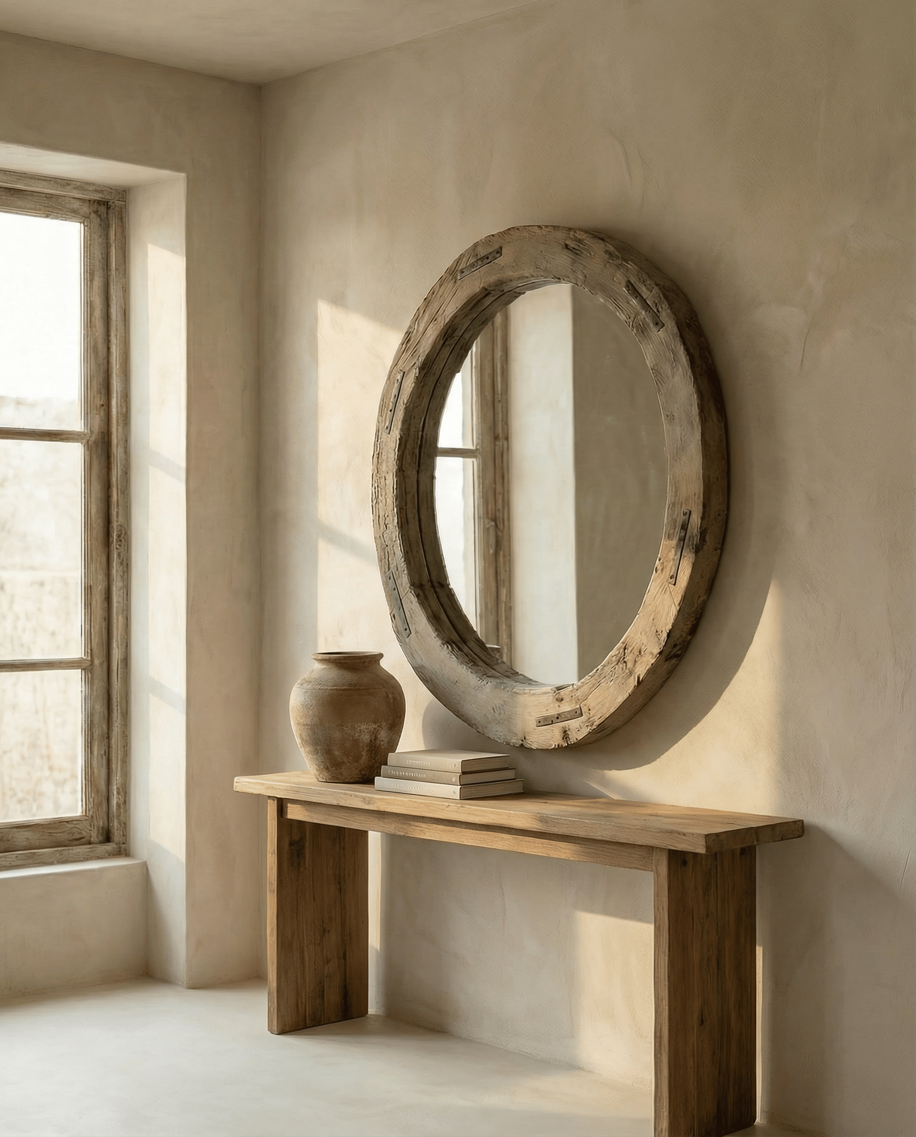 Reclaimed Wheel Mirror Bleached 3