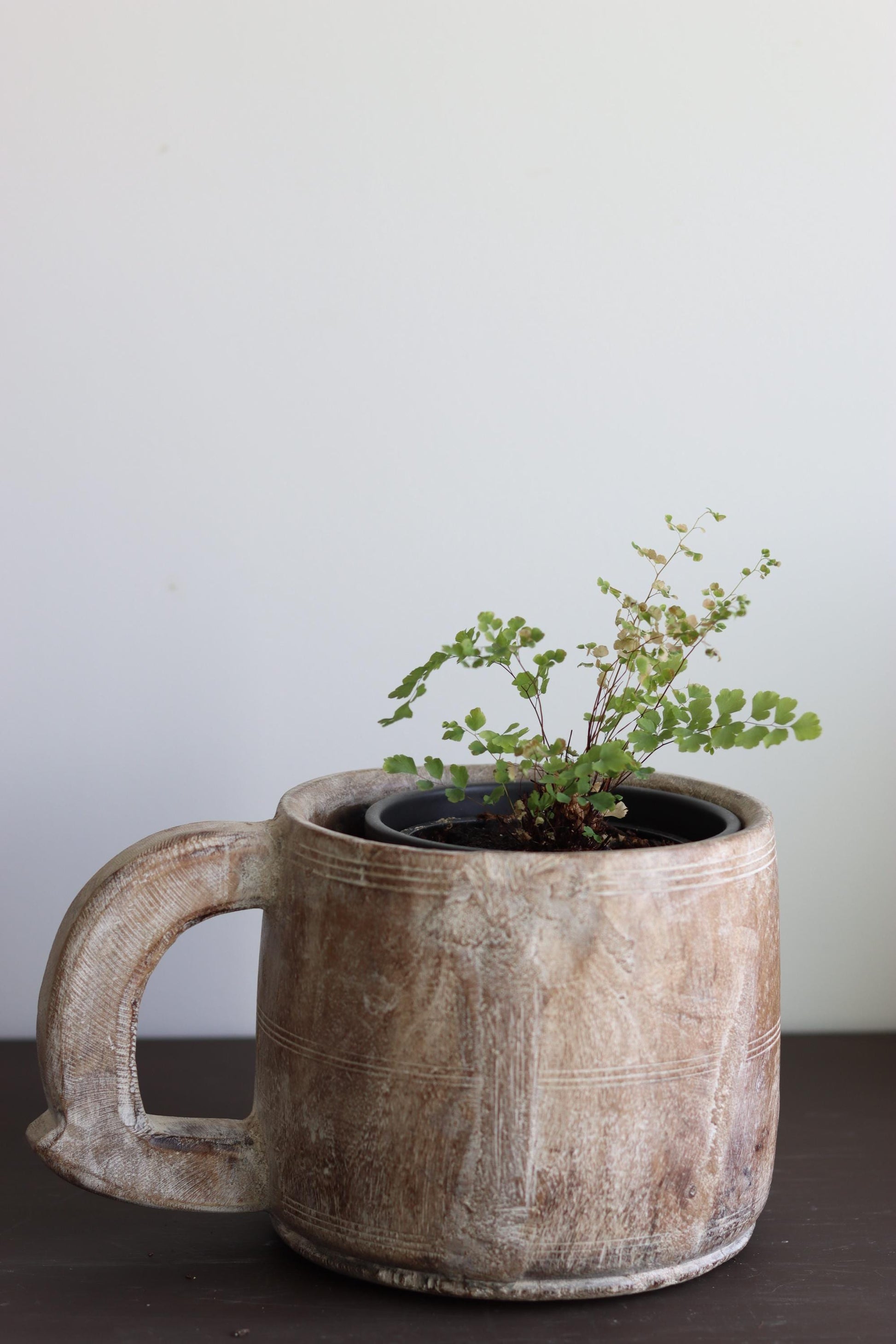Vintage Wooden Maana Pot with Handle