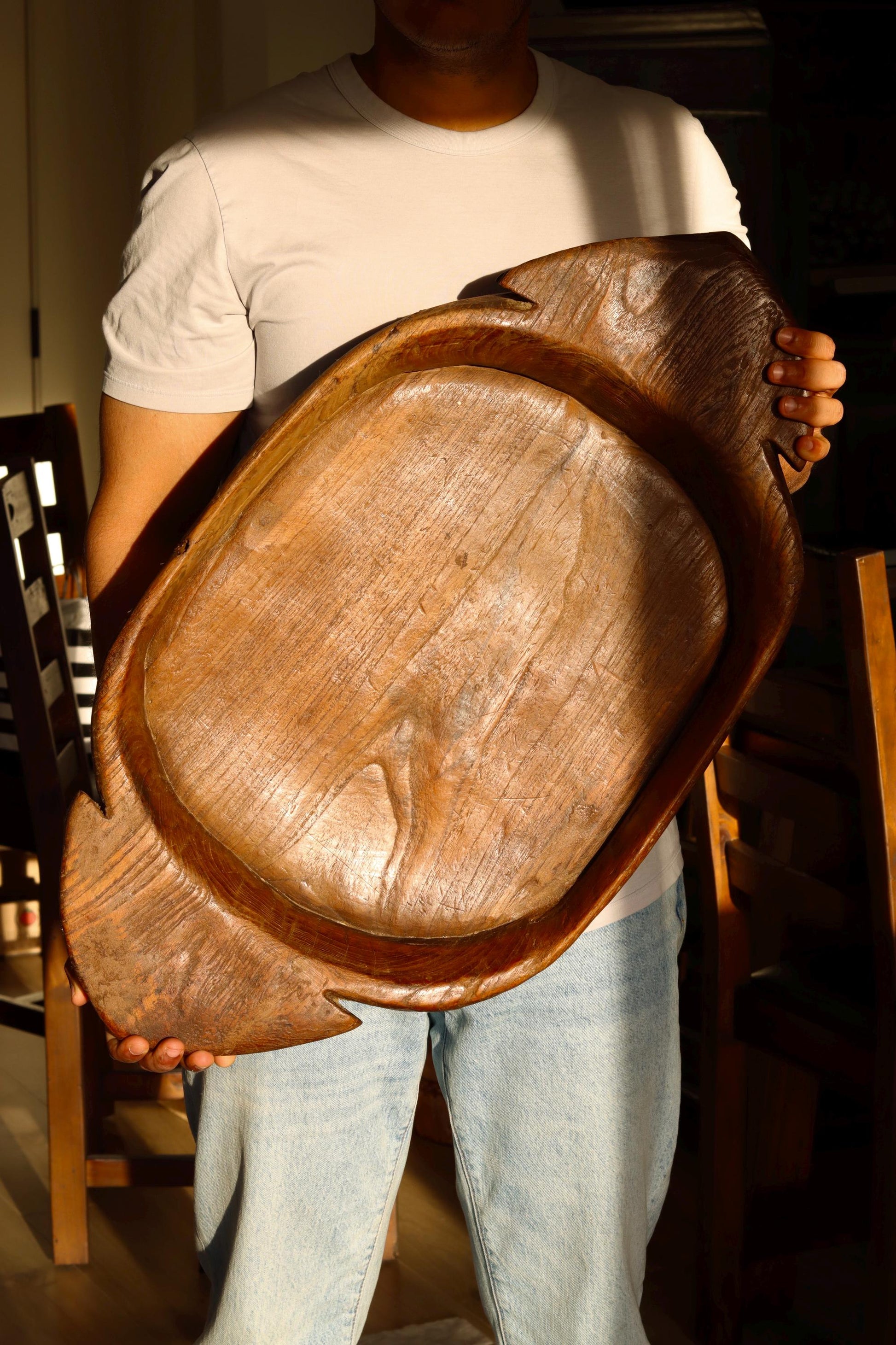 Extra Large Vintage Wooden Parat Tray