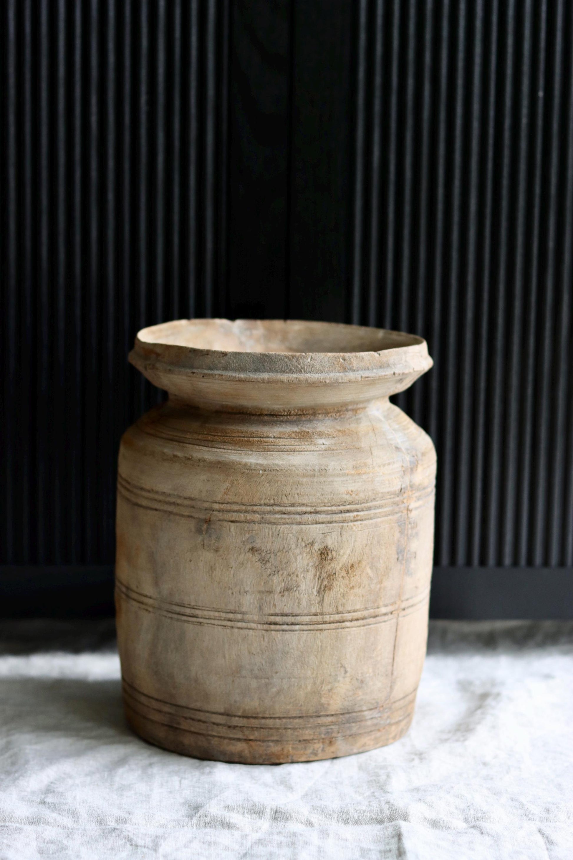 XL Vintage Himachal Teak Wood Pot