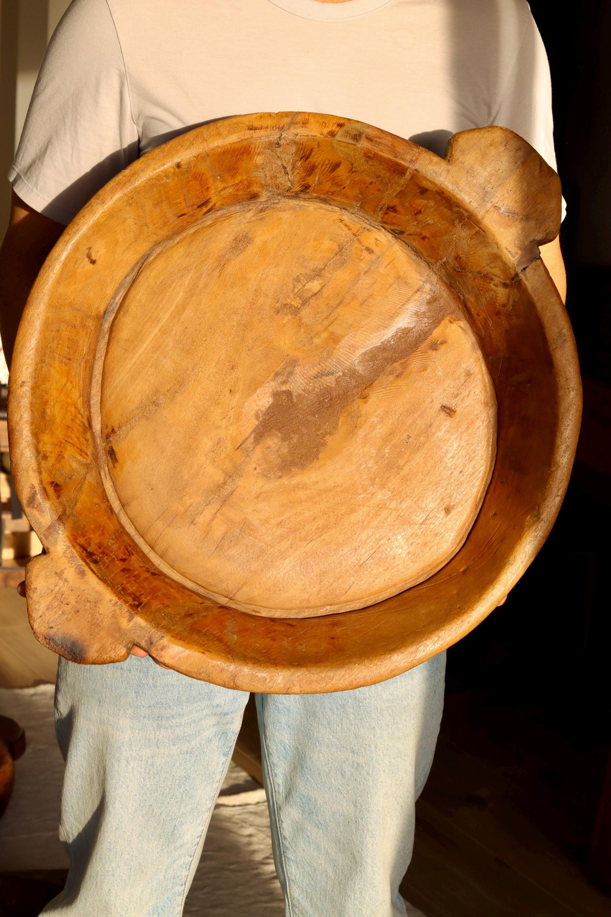 Large Vintage Wooden Parat Tray