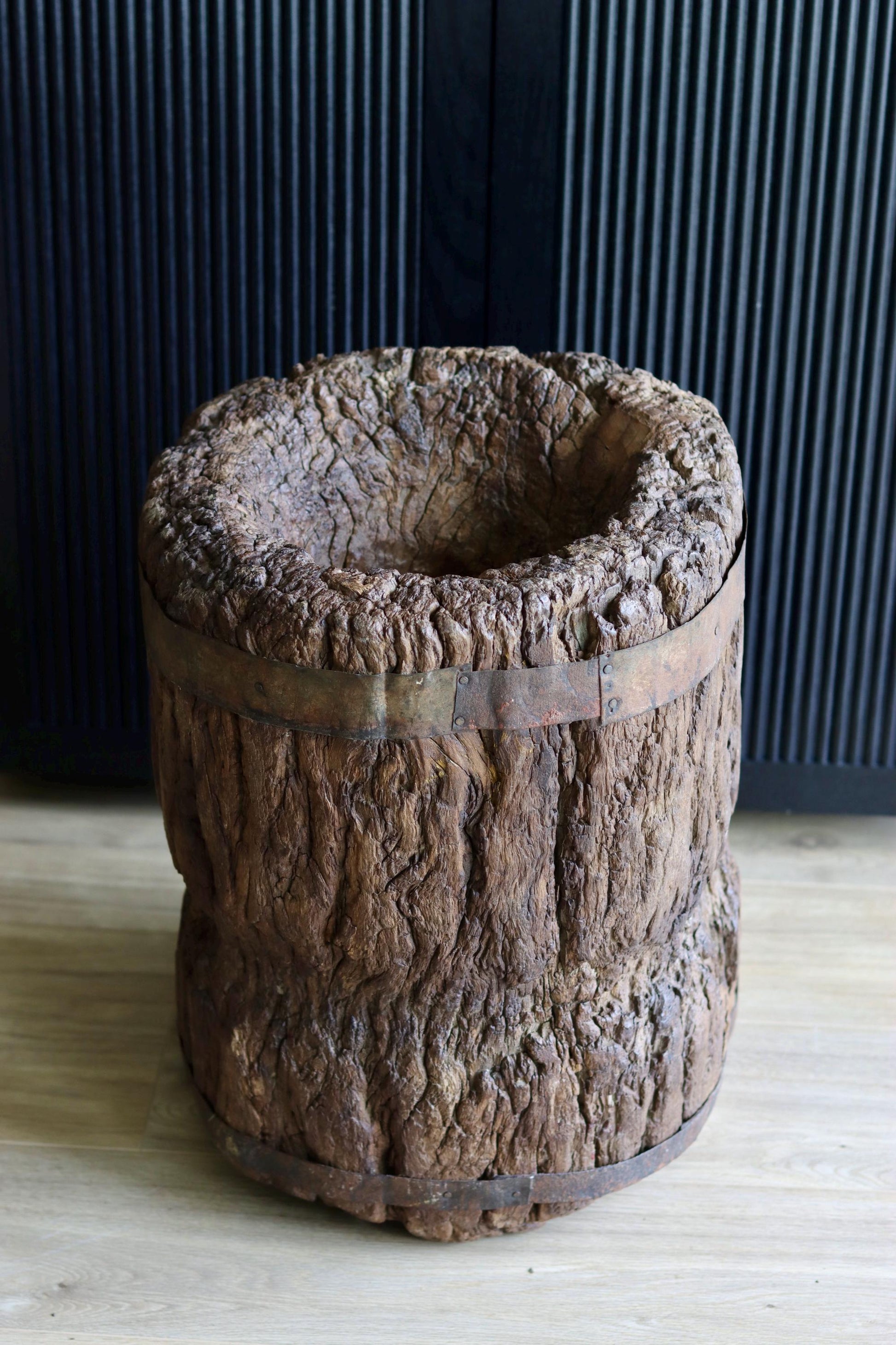Large Vintage Rustic Side Table &  Heavy Ukhali Planter