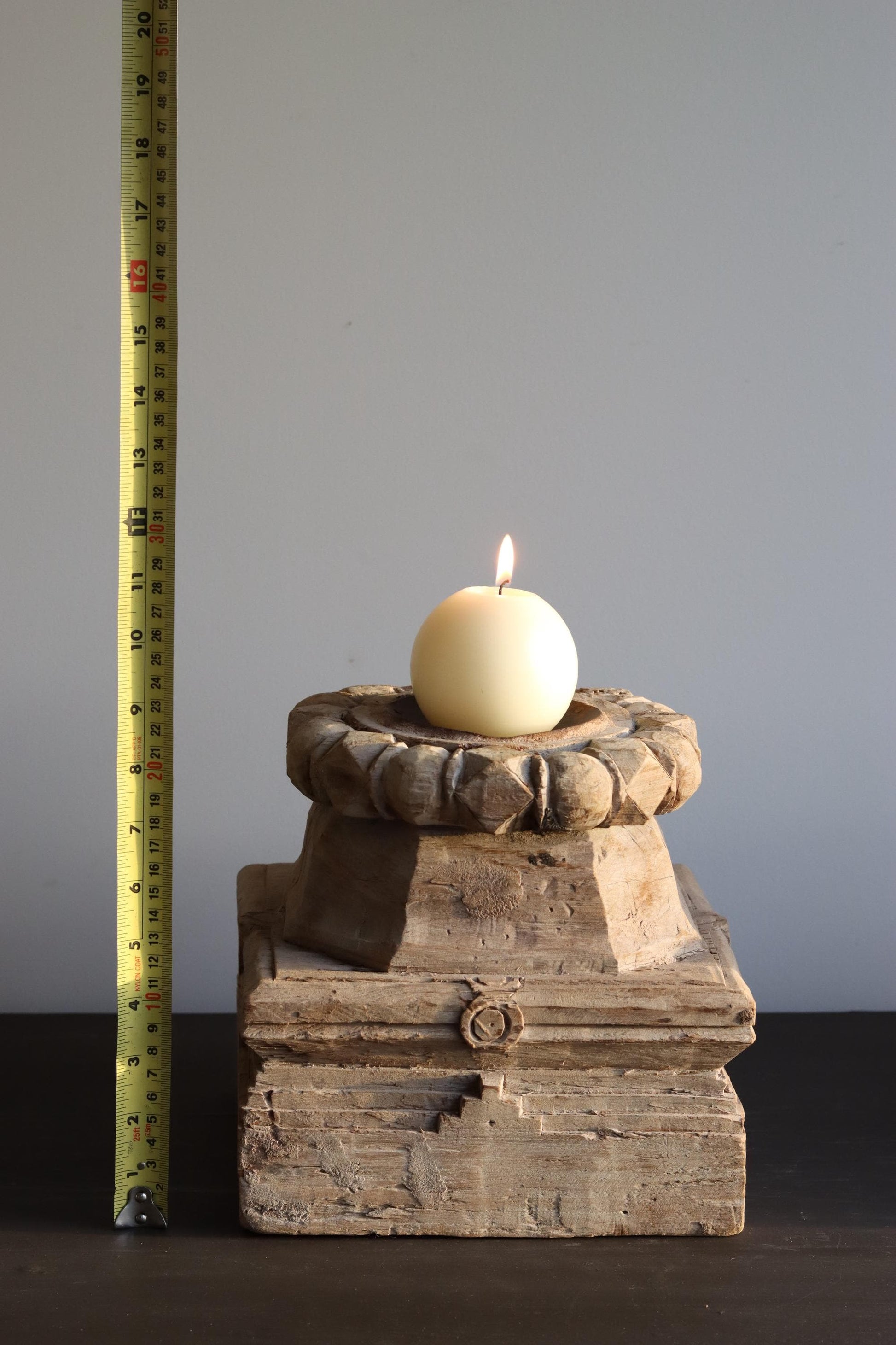 Vintage Wooden Column Base Candle Holder