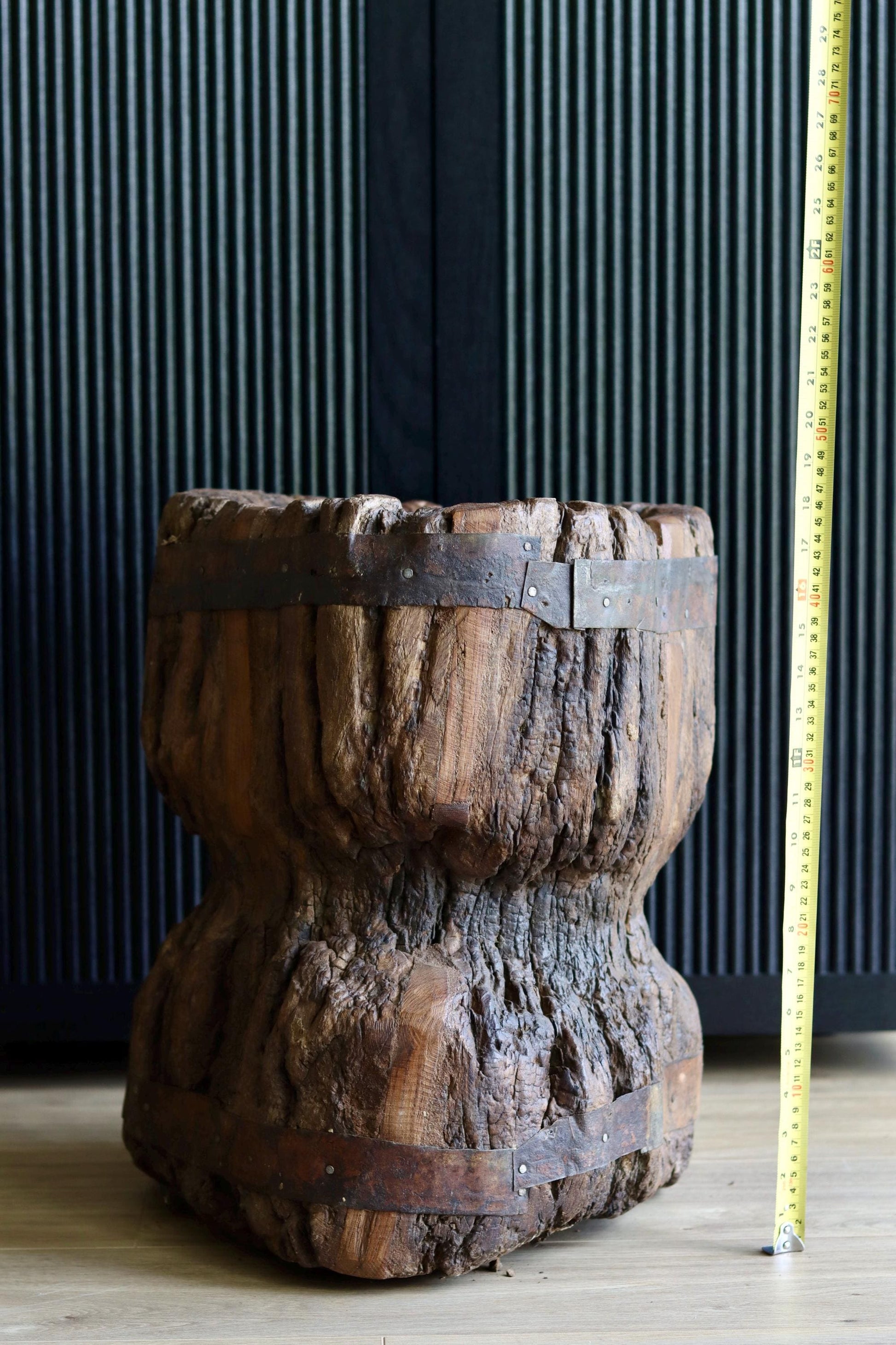 Large Vintage Rustic Side Table &  Heavy Ukhali Planter