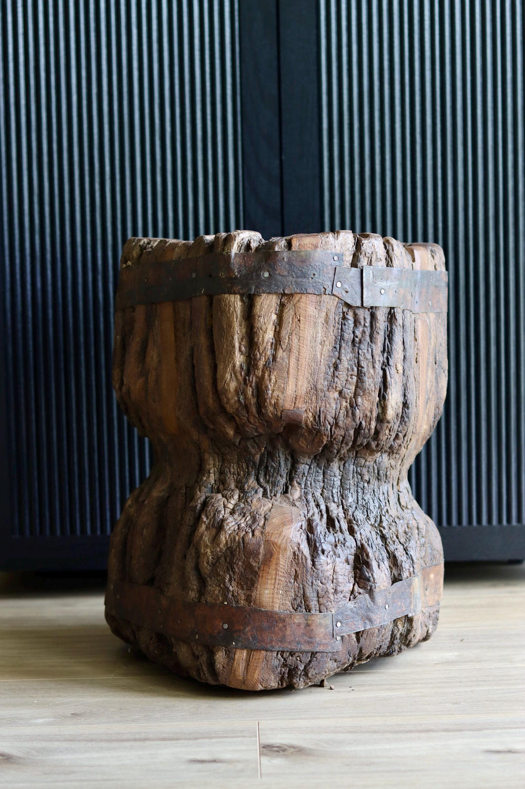 Large Vintage Rustic Side Table &  Heavy Ukhali Planter