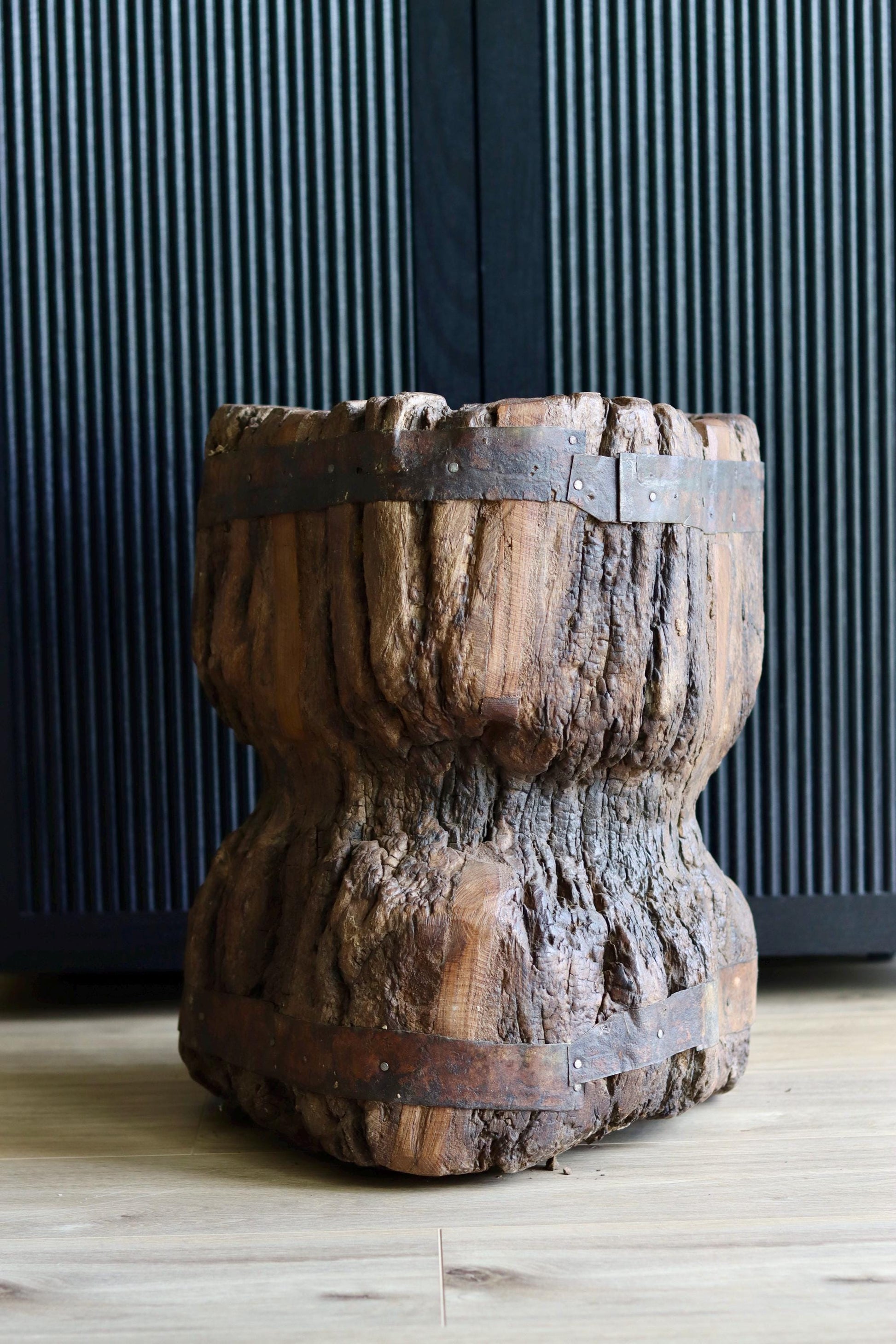 Large Vintage Rustic Side Table &  Heavy Ukhali Planter