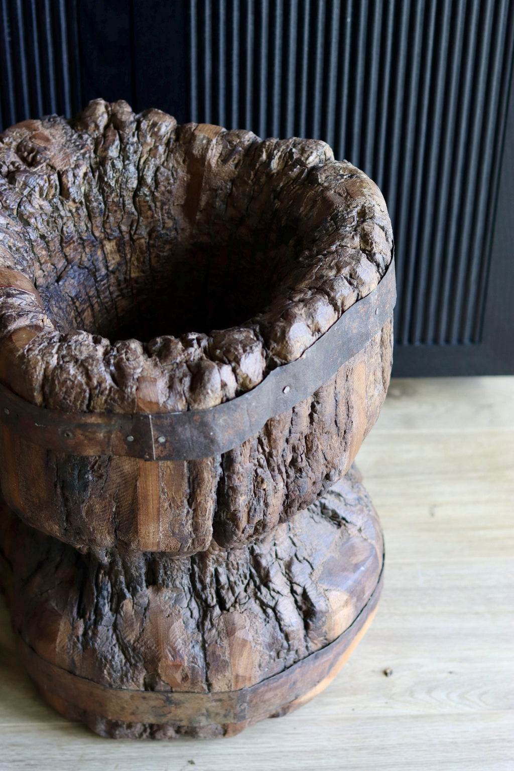 Large Vintage Rustic Side Table &  Heavy Ukhali Planter