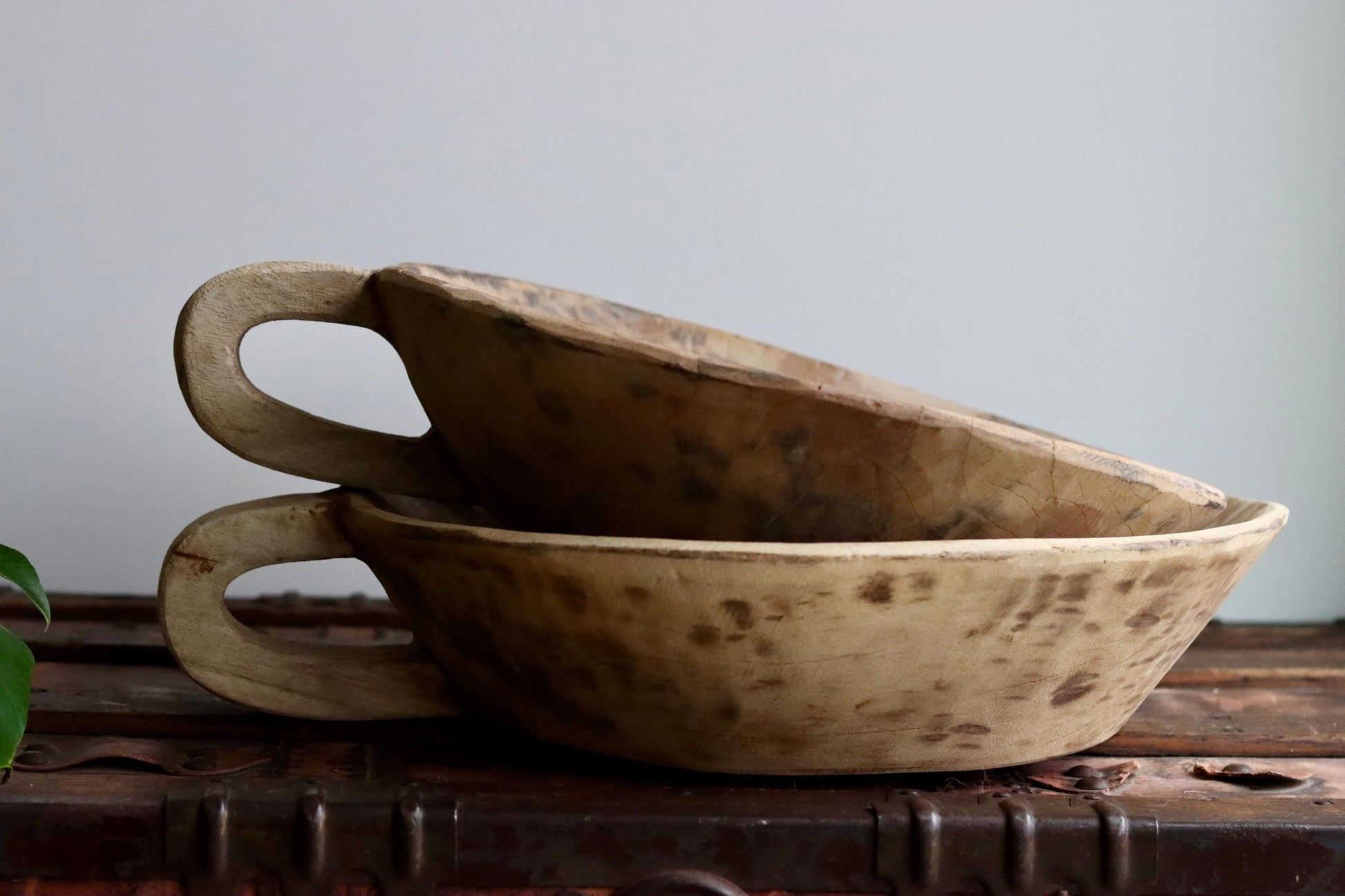 Wooden Vintage One Handle Tray (Parat) Bowl - Reclaimed and Rare Object (Assorted) | Wooden Bowl Rustic Vintage Parat Tray