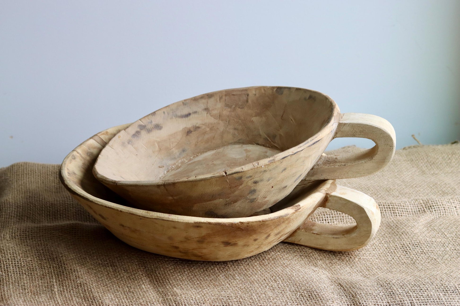 Wooden Vintage One Handle Tray (Parat) Bowl - Reclaimed and Rare Object (Assorted) | Wooden Bowl Rustic Vintage Parat Tray