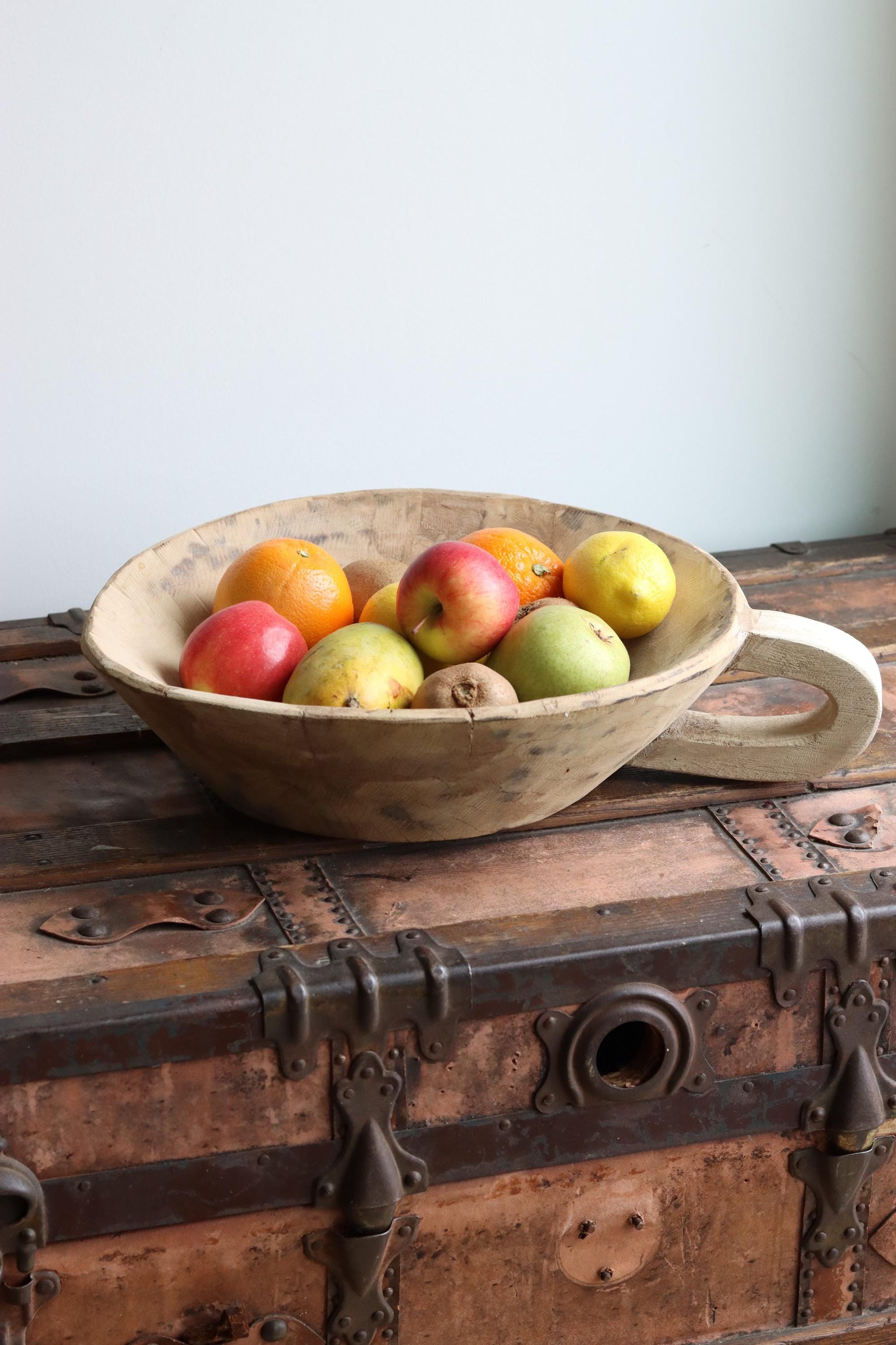 Wooden Vintage One Handle Tray (Parat) Bowl - Reclaimed and Rare Object (Assorted) | Wooden Bowl Rustic Vintage Parat Tray
