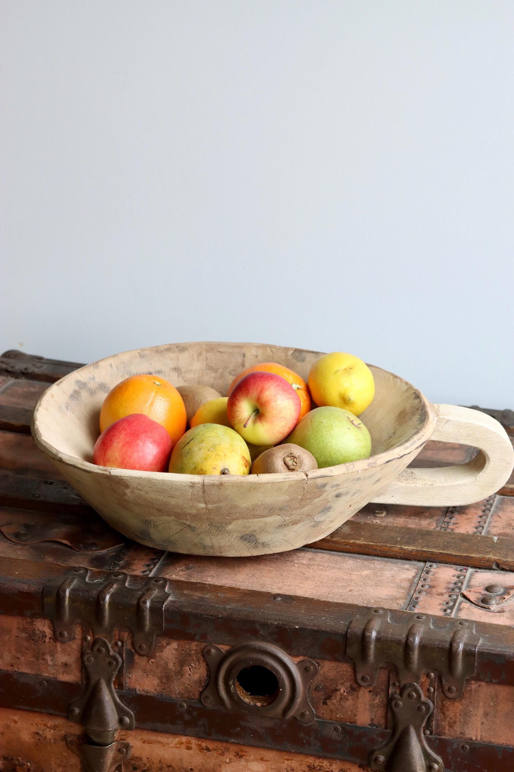 Wooden Vintage One Handle Tray (Parat) Bowl - Reclaimed and Rare Object (Assorted) | Wooden Bowl Rustic Vintage Parat Tray