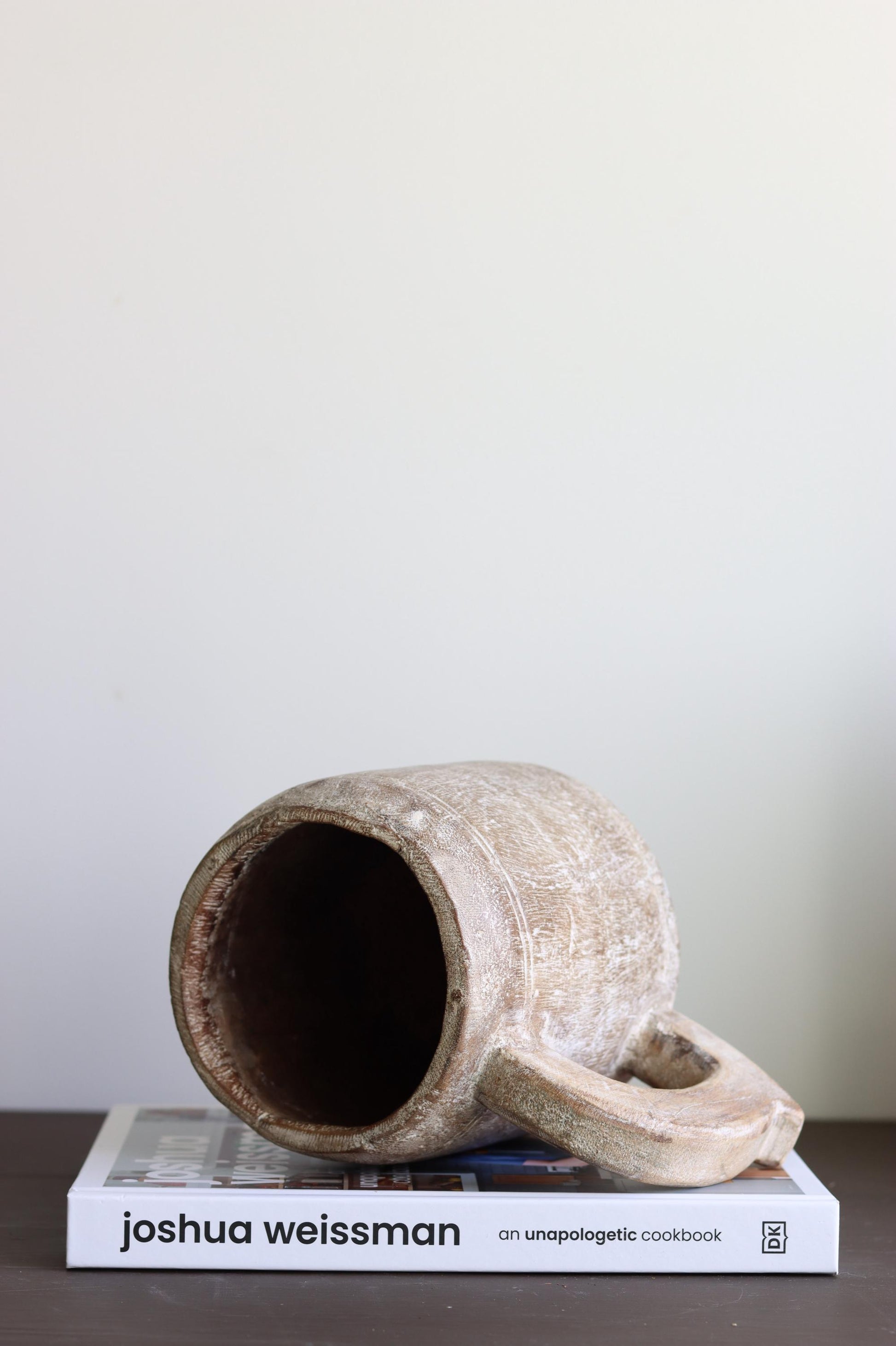 Vintage Wooden Hand-Carved Pot with Handle 4,  Decorative Kitchen Herb Planter, Rustic Planter Pot, Reclaimed Vase