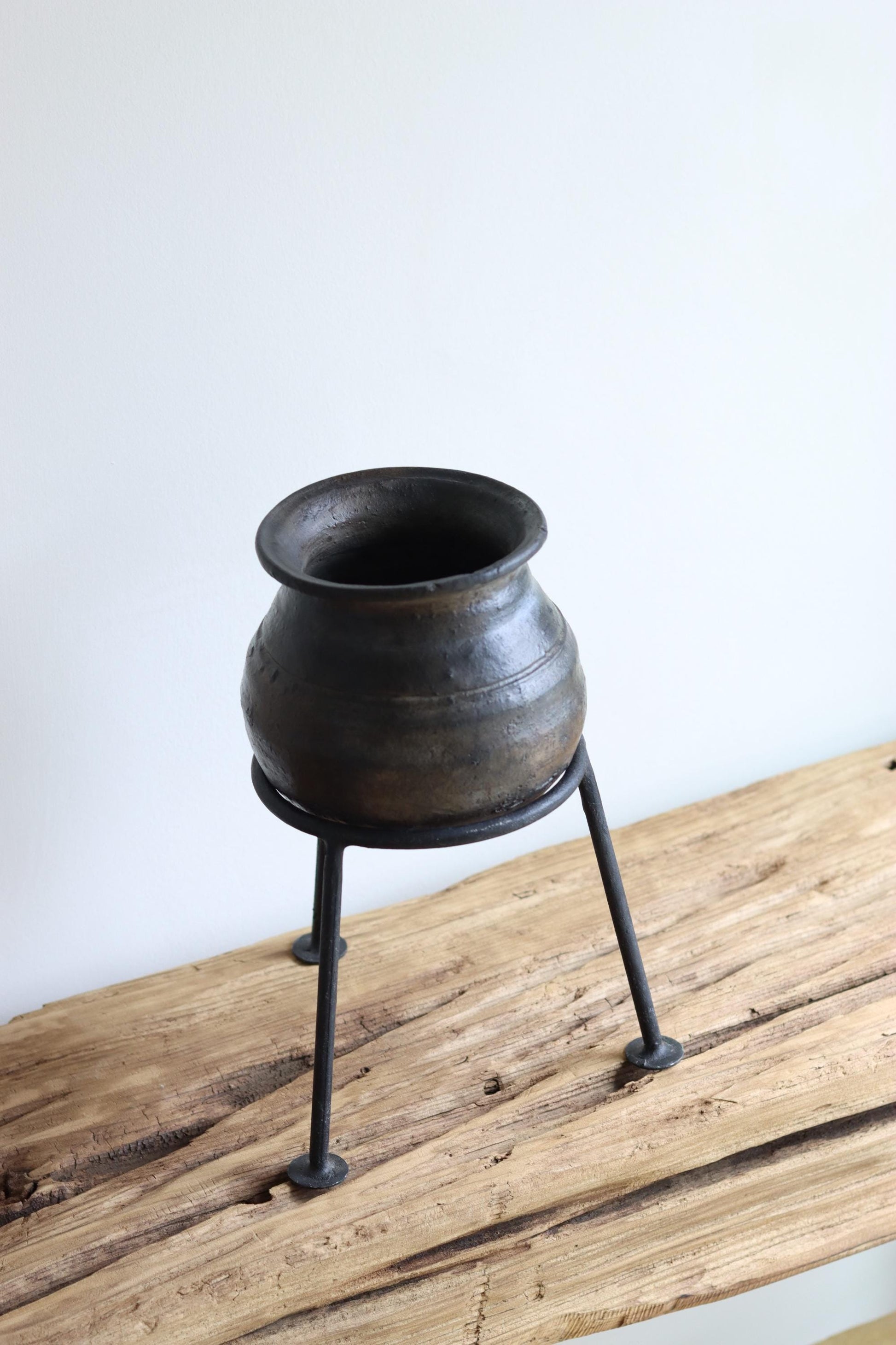 Medium Vintage Indian Clay Pot 2, Rustic Small Pottery Vessels, Rustic Karnataka Terracotta Pot , Farmhouse Decor,  Antique Earthen Vessel