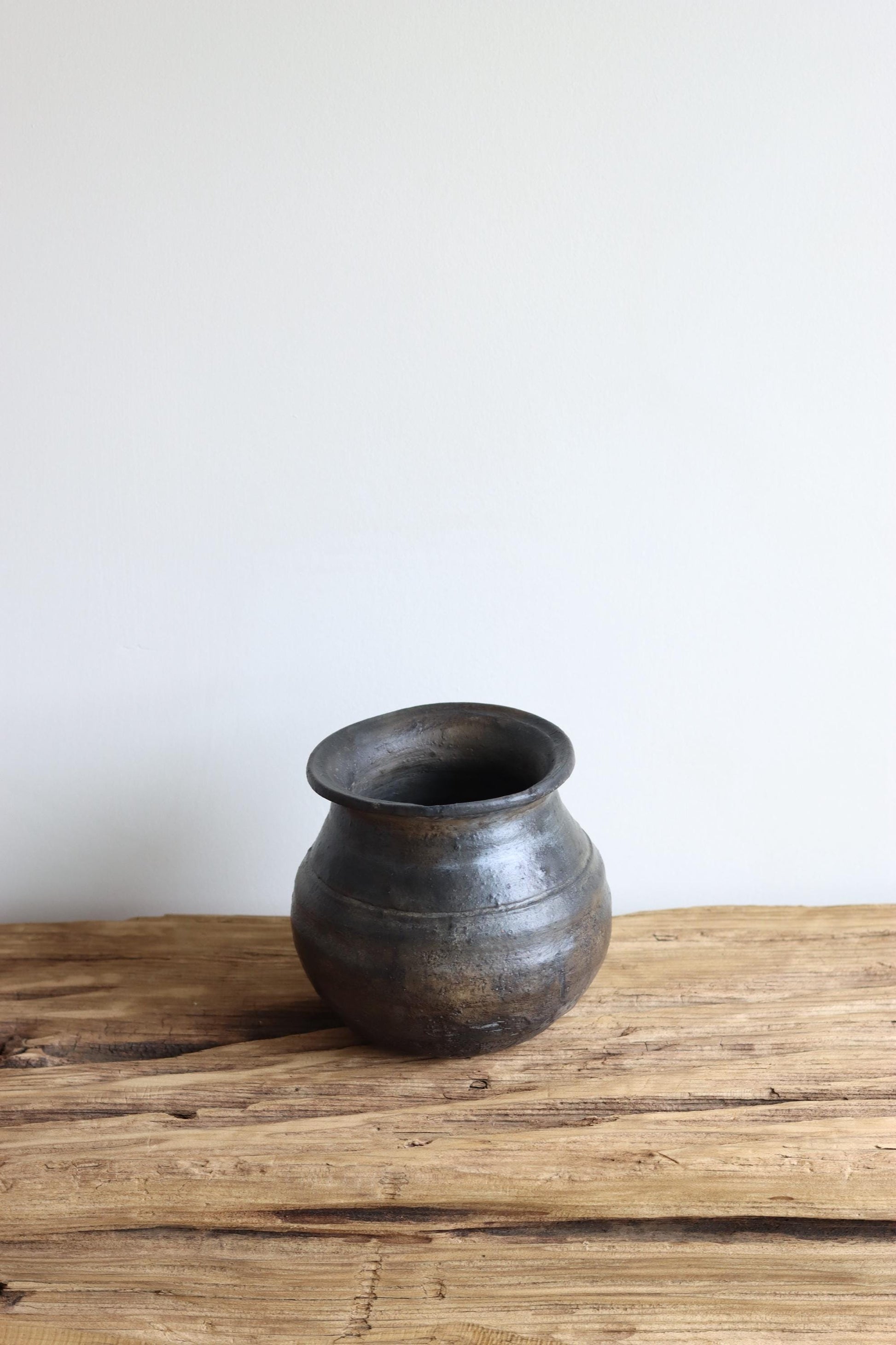 Medium Vintage Indian Clay Pot 2, Rustic Small Pottery Vessels, Rustic Karnataka Terracotta Pot , Farmhouse Decor,  Antique Earthen Vessel
