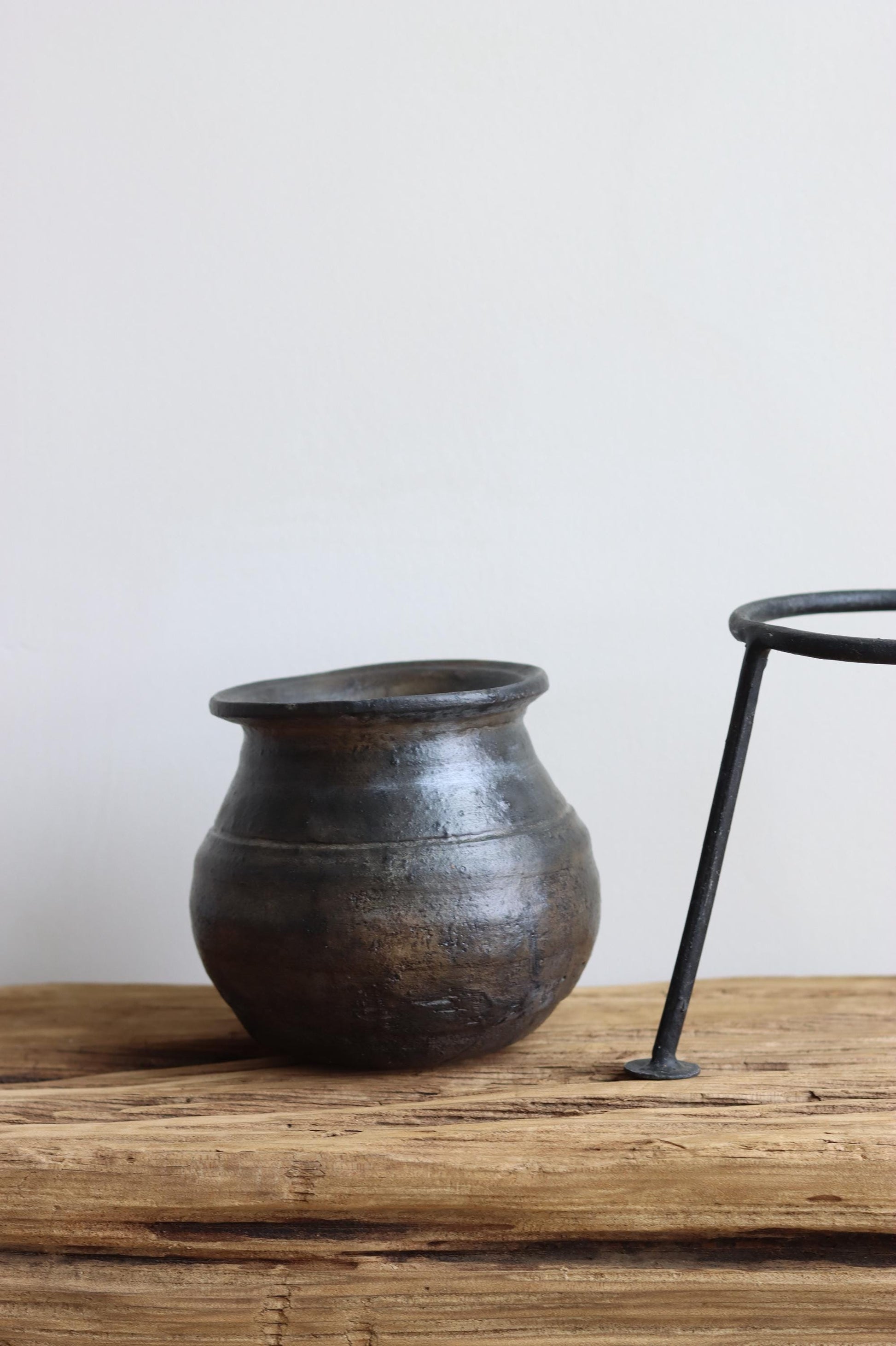Medium Vintage Indian Clay Pot 2, Rustic Small Pottery Vessels, Rustic Karnataka Terracotta Pot , Farmhouse Decor,  Antique Earthen Vessel