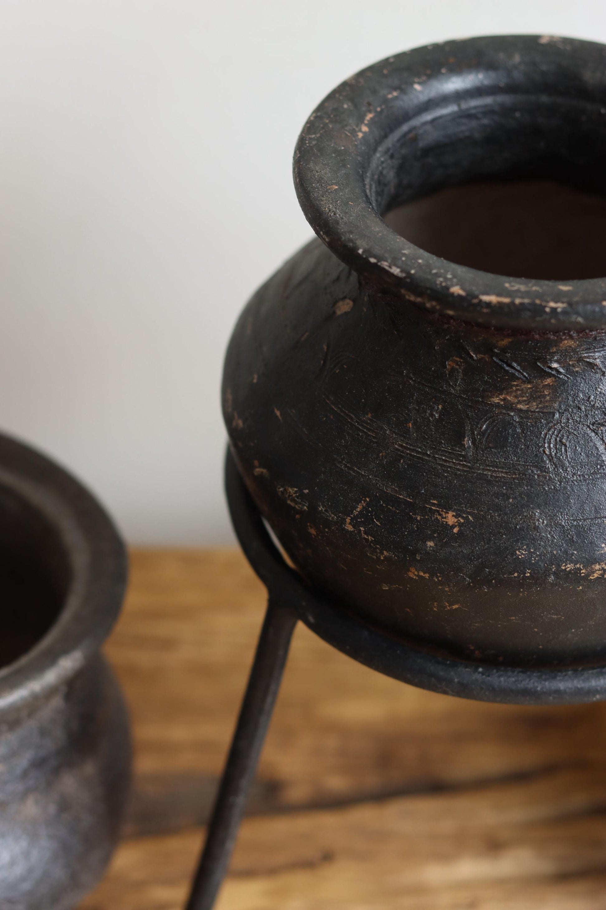 Medium Vintage Indian Clay Pot 3 , Rustic Small Pottery Vessels, Rustic Karnataka Terracotta Pot , Farmhouse Decor,  Antique Earthen Vessel