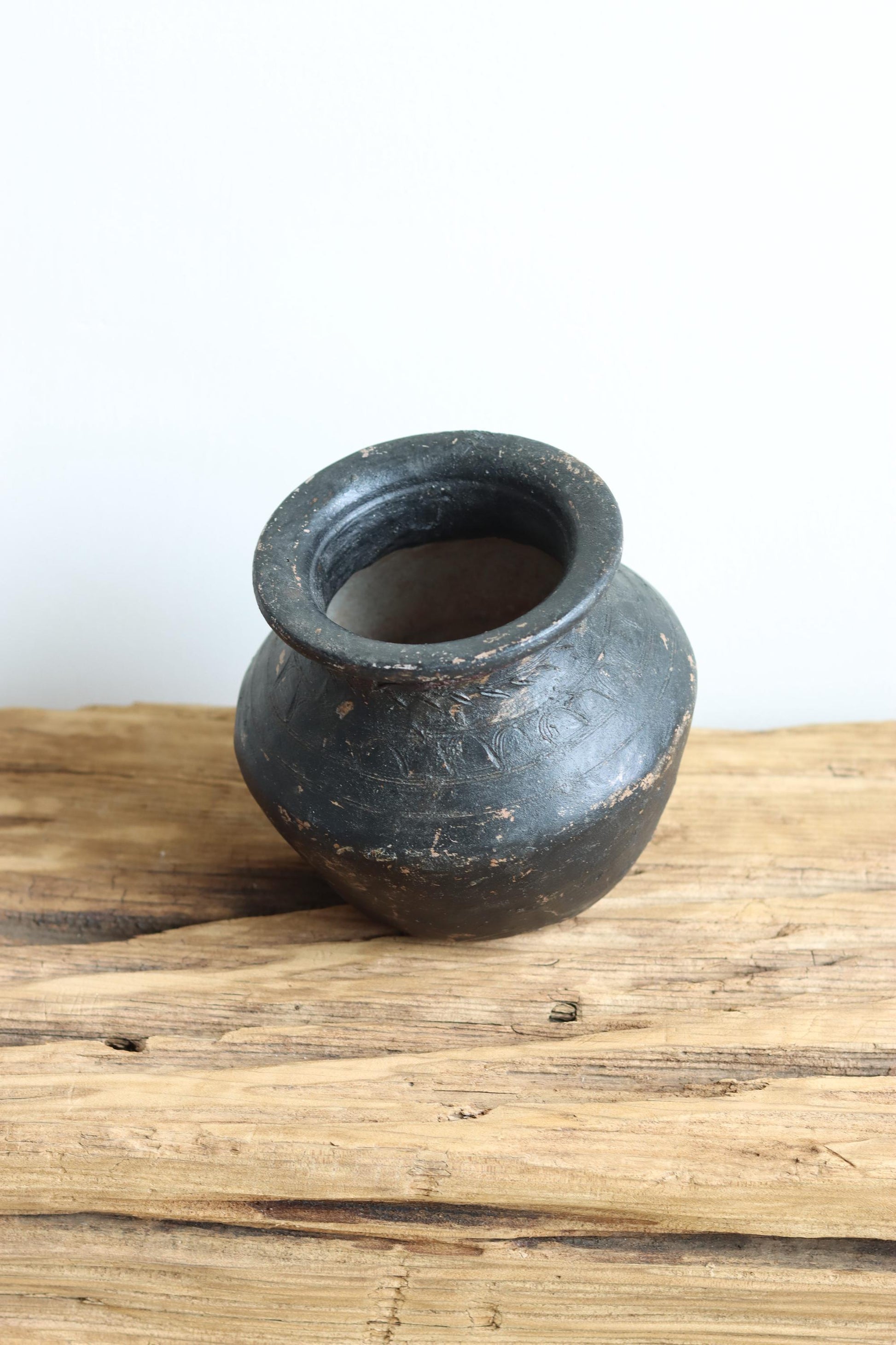 Medium Vintage Indian Clay Pot 3 , Rustic Small Pottery Vessels, Rustic Karnataka Terracotta Pot , Farmhouse Decor,  Antique Earthen Vessel